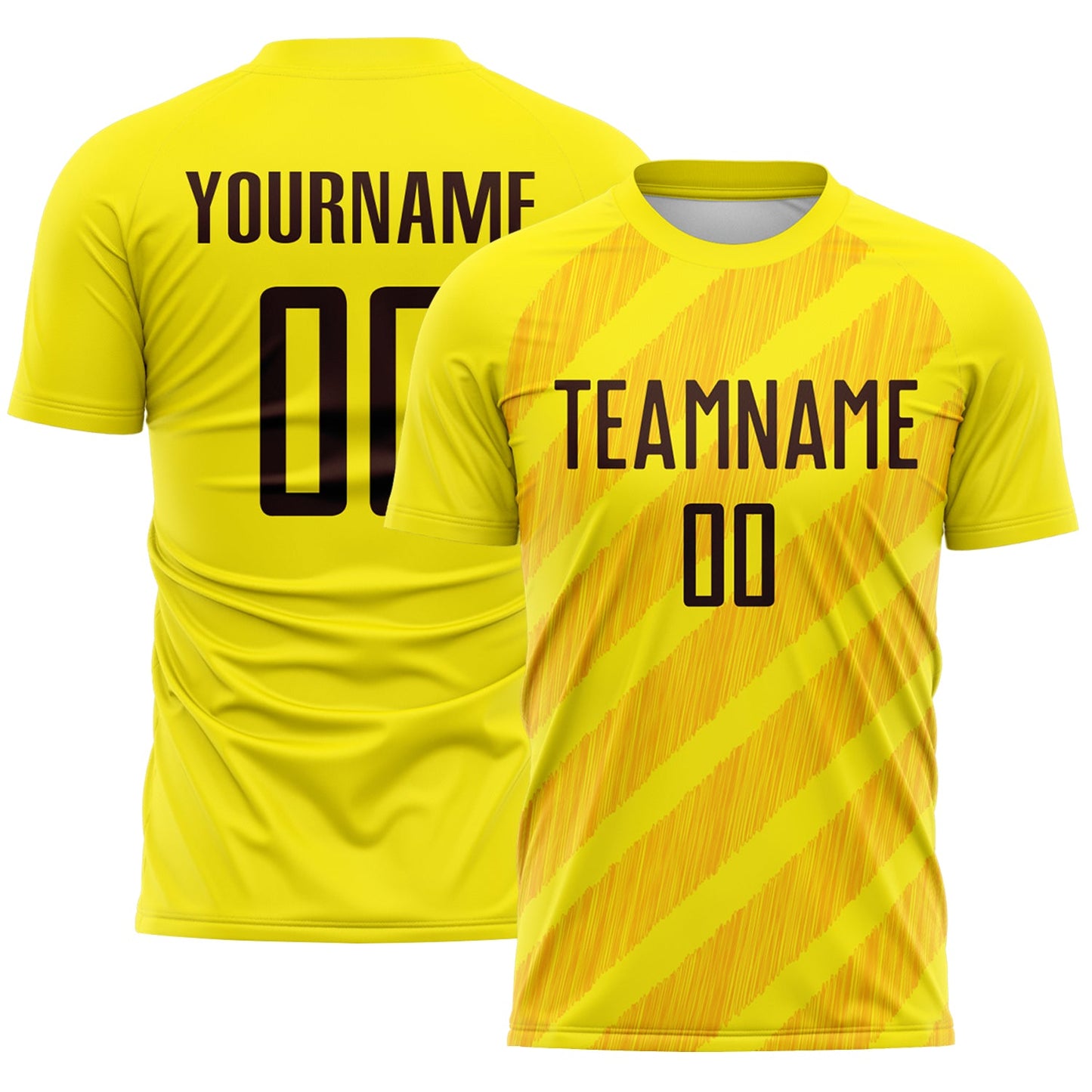 Custom Light Yellow Brown-Gold Diagonal Stripes Sublimation Soccer Uniform Jersey - Main View