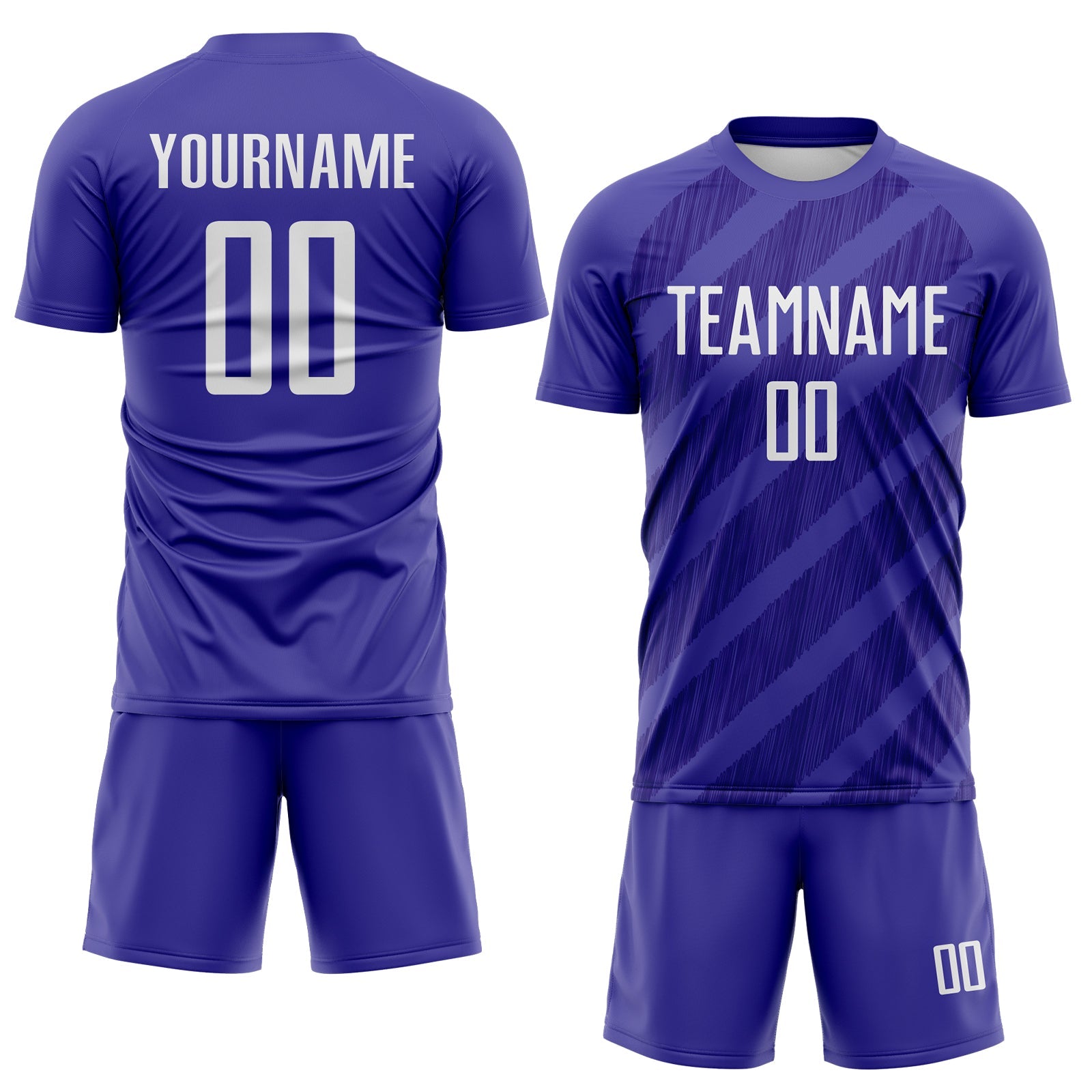 Custom Dark Purple-White Diagonal Stripes Sublimation Soccer Uniform Jersey view 2