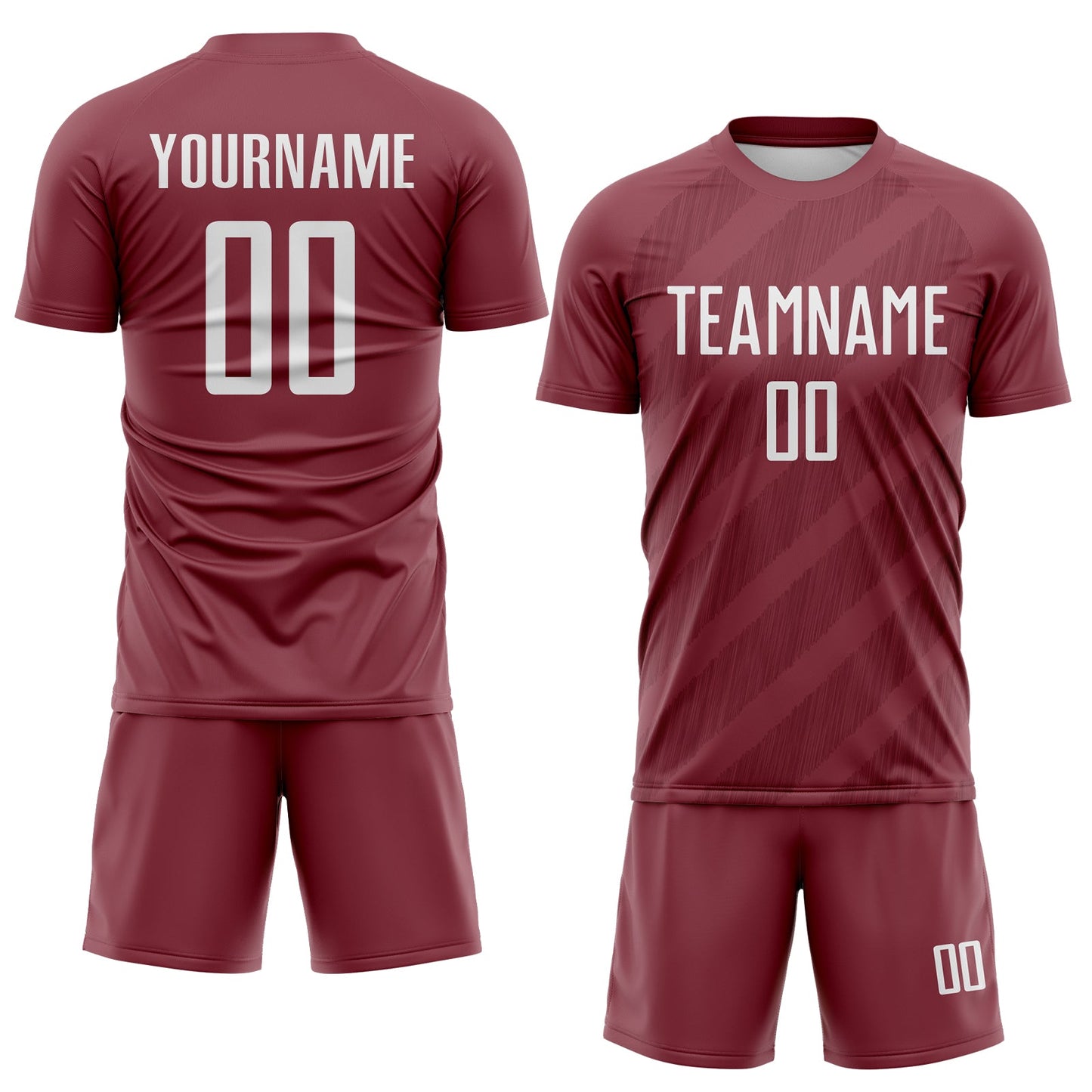 Custom Burgundy-White Diagonal Stripes Sublimation Soccer Uniform Jersey view 2
