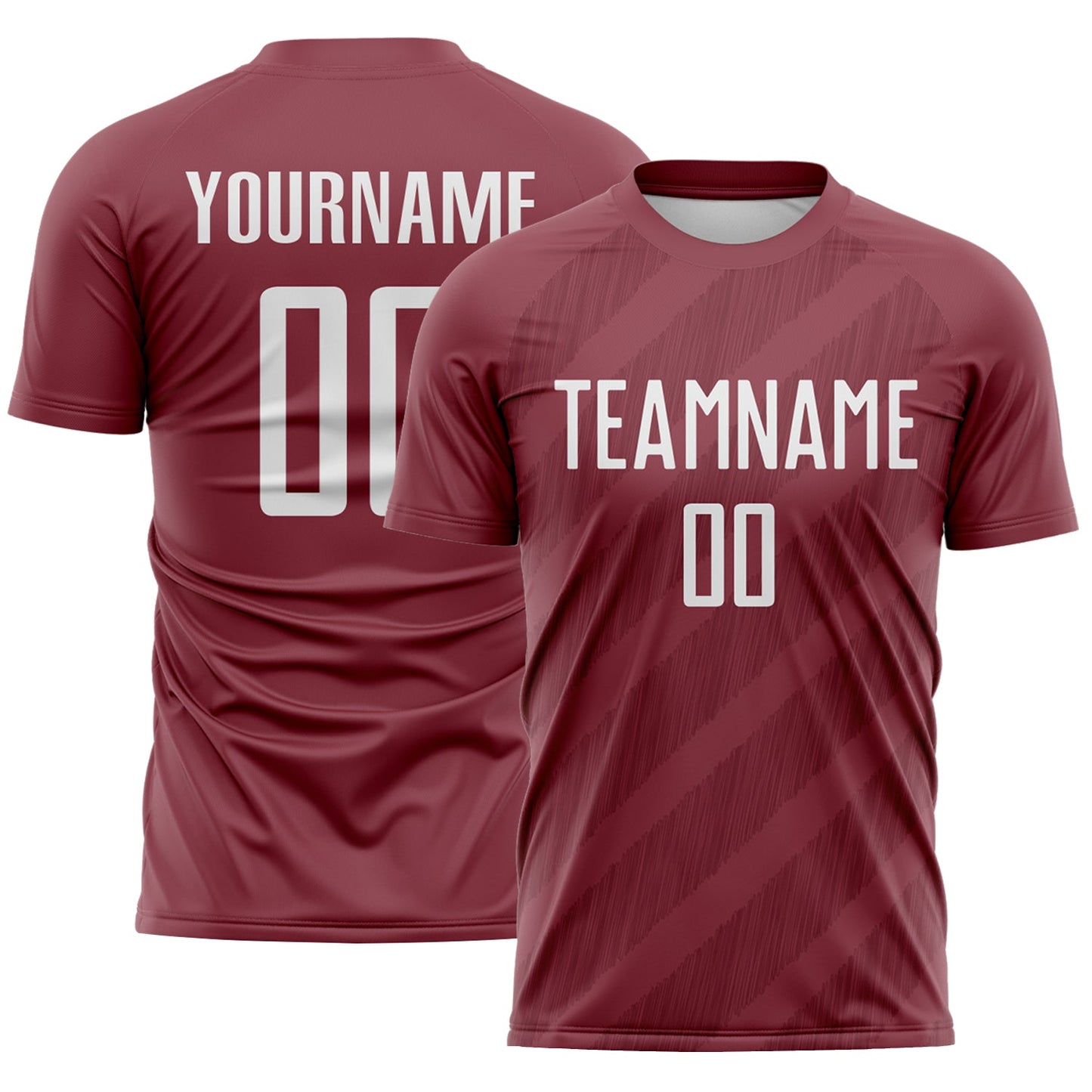 Custom Burgundy-White Diagonal Stripes Sublimation Soccer Uniform Jersey - Main View