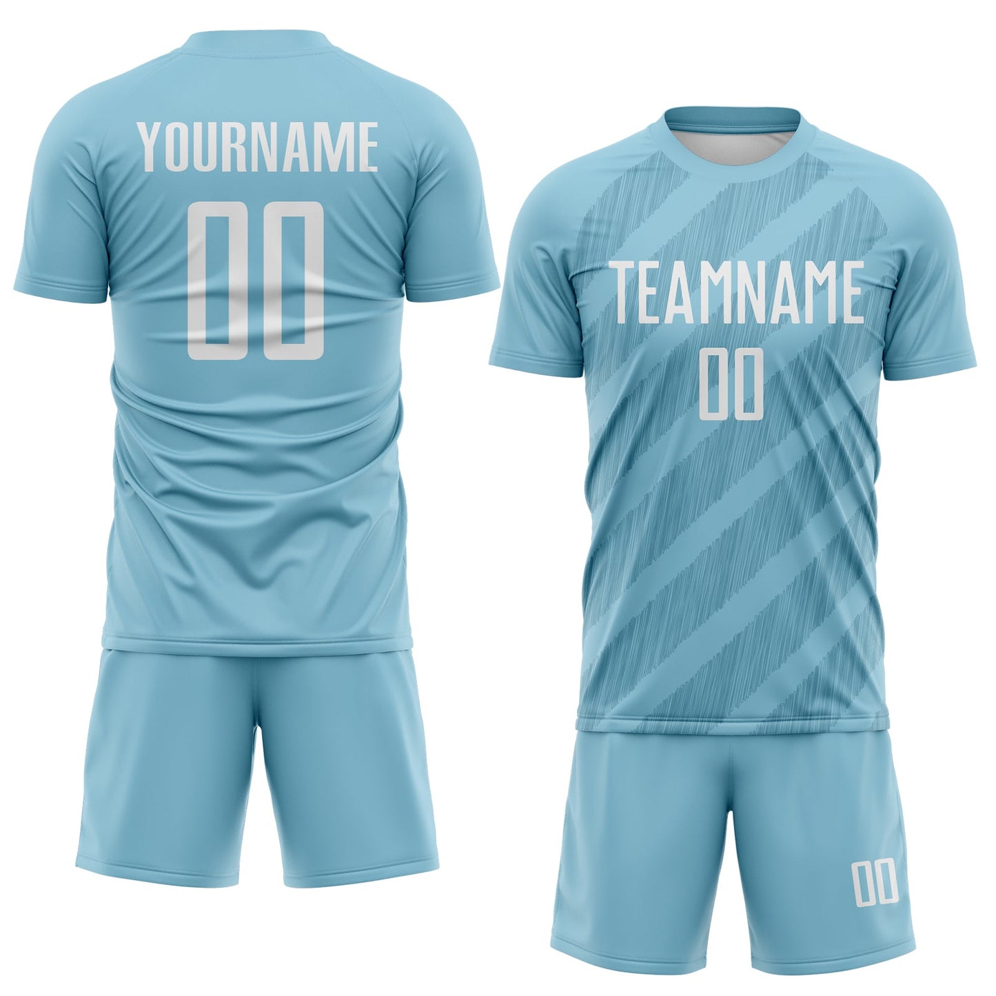 Custom Shadow Blue-White Diagonal Stripes Sublimation Soccer Uniform Jersey view 2