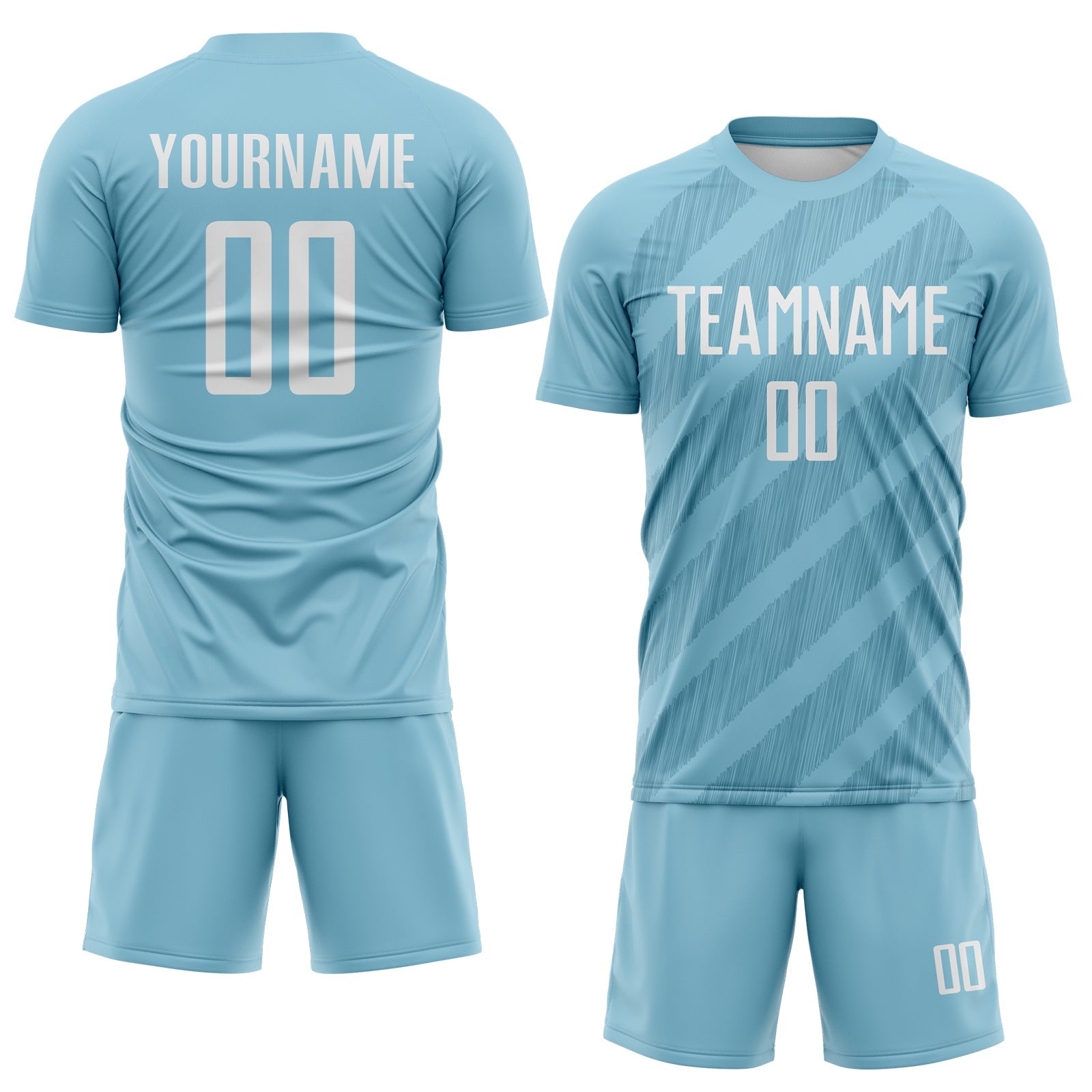 Custom Shadow Blue-White Diagonal Stripes Sublimation Soccer Uniform Jersey view 2