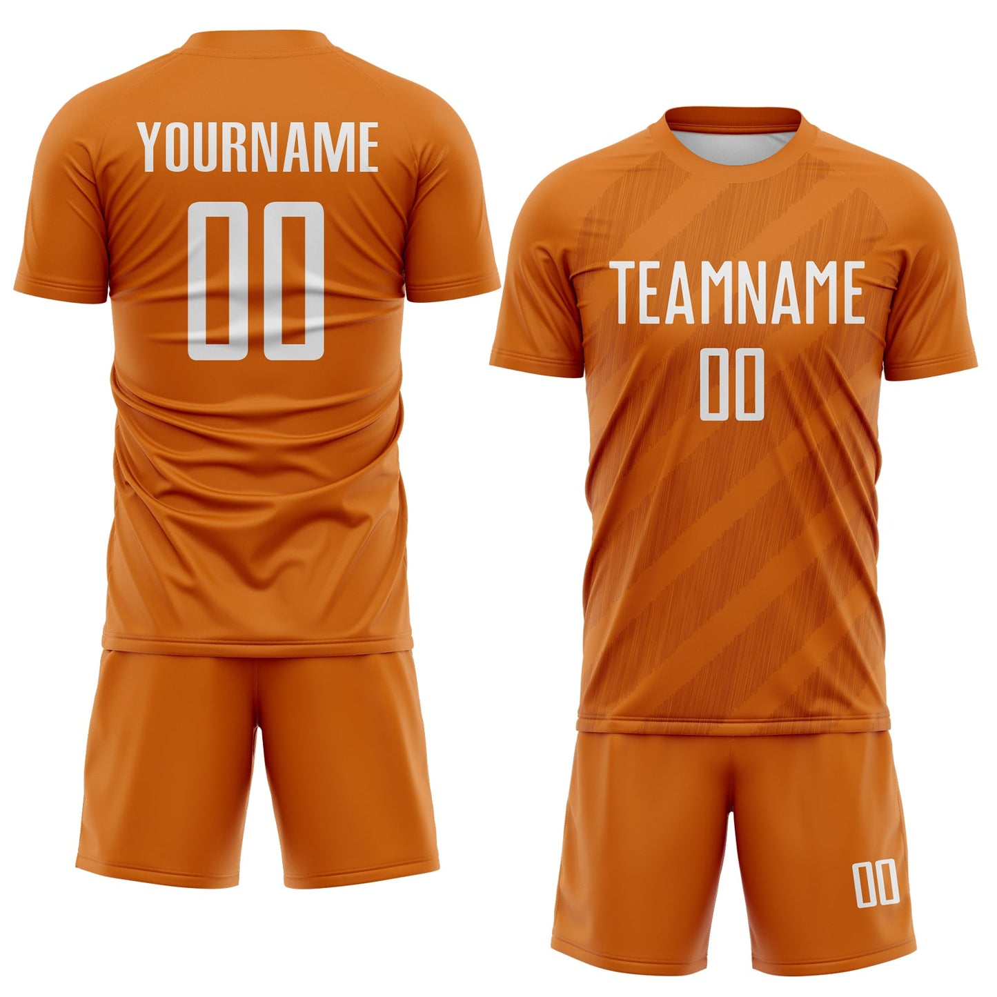 Custom Texas Orange-White Diagonal Stripes Sublimation Soccer Uniform Jersey view 2