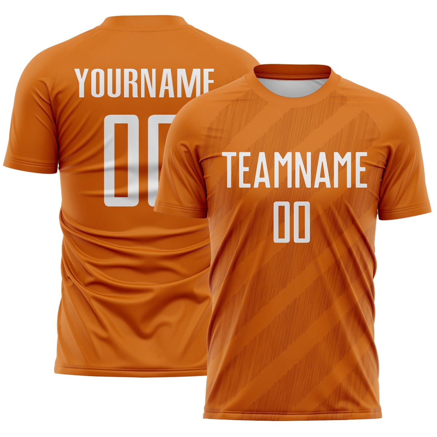 Custom Texas Orange-White Diagonal Stripes Sublimation Soccer Uniform Jersey - Main View