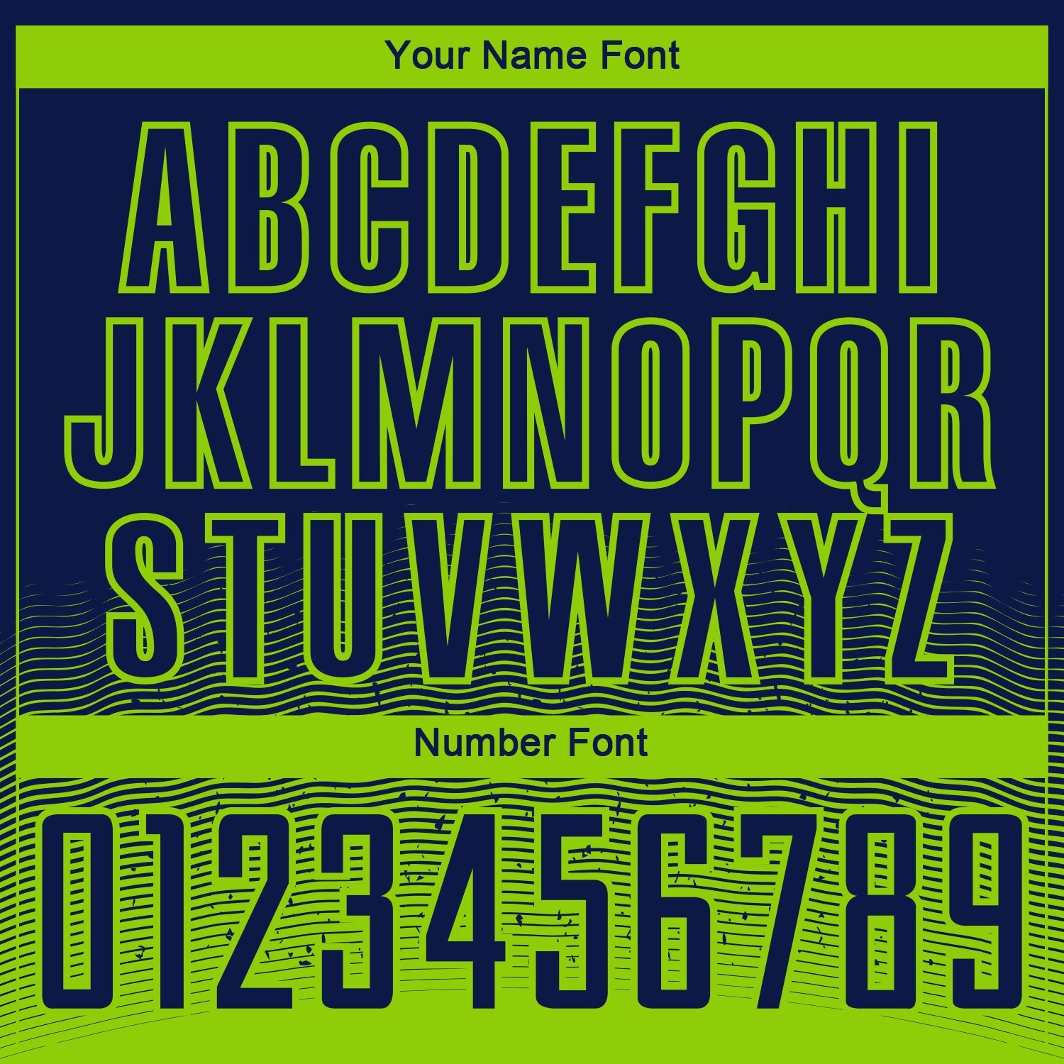 Custom Navy-Neon Green Fade Wave Lines Splatter Sublimation Soccer Uniform Jersey view 6