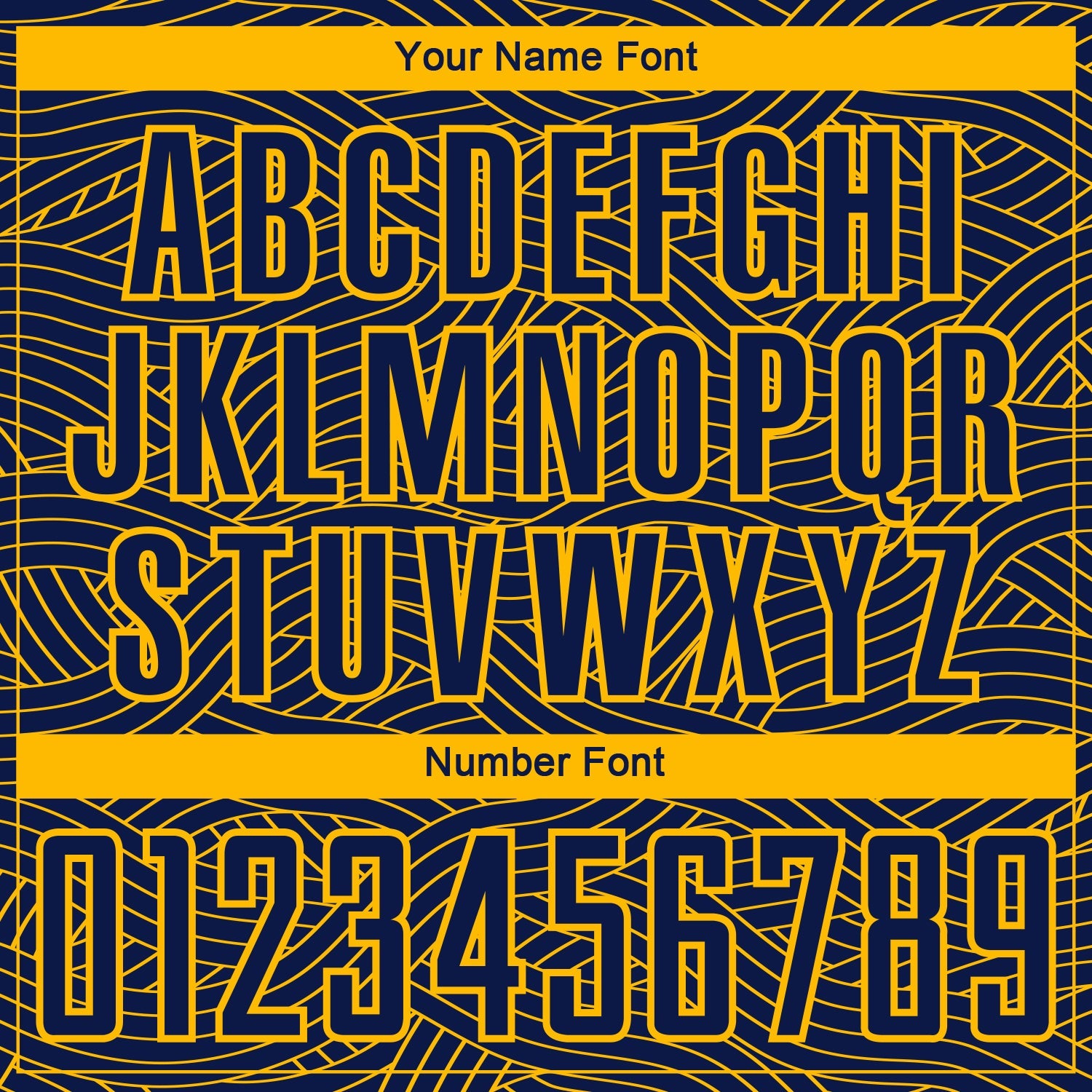 Custom Navy-Gold Abstract Wave Lines Interlocking Sublimation Soccer Uniform Jersey view 6