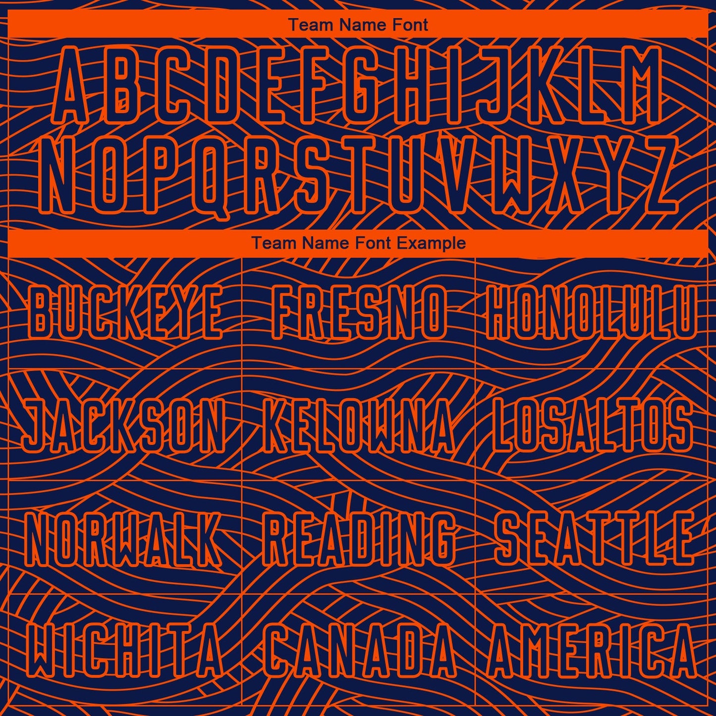 Custom Navy-Orange Abstract Wave Lines Interlocking Sublimation Soccer Uniform Jersey view 5