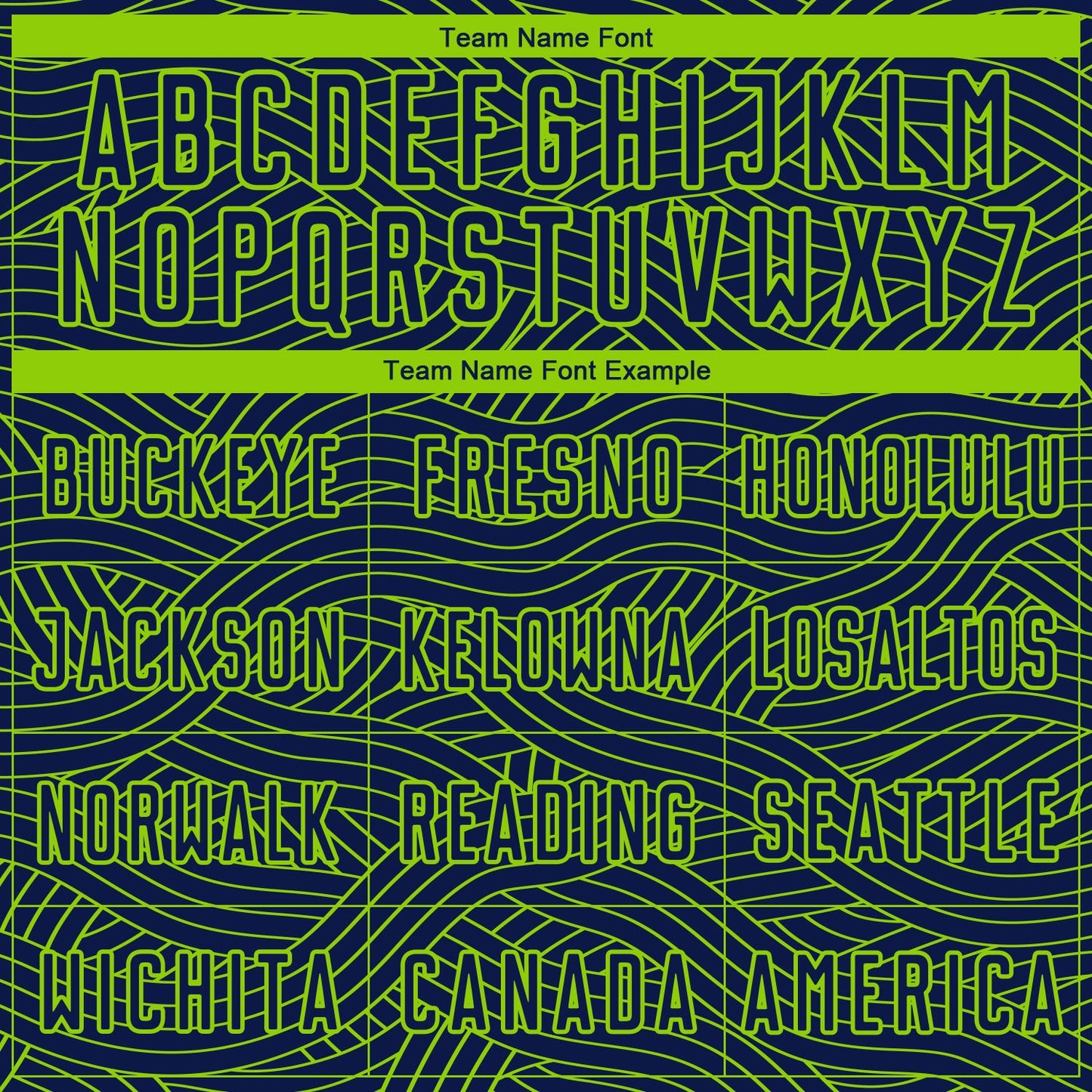 Custom Navy-Neon Green Abstract Wave Lines Interlocking Sublimation Soccer Uniform Jersey view 5