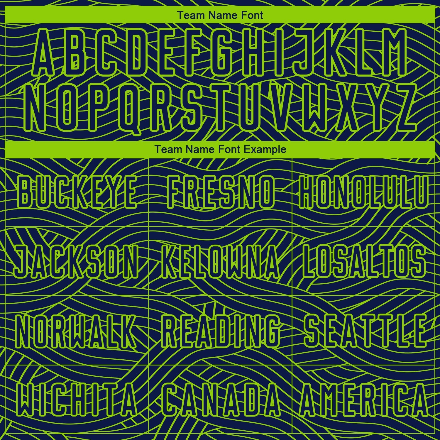 Custom Navy-Neon Green Abstract Wave Lines Interlocking Sublimation Soccer Uniform Jersey view 5