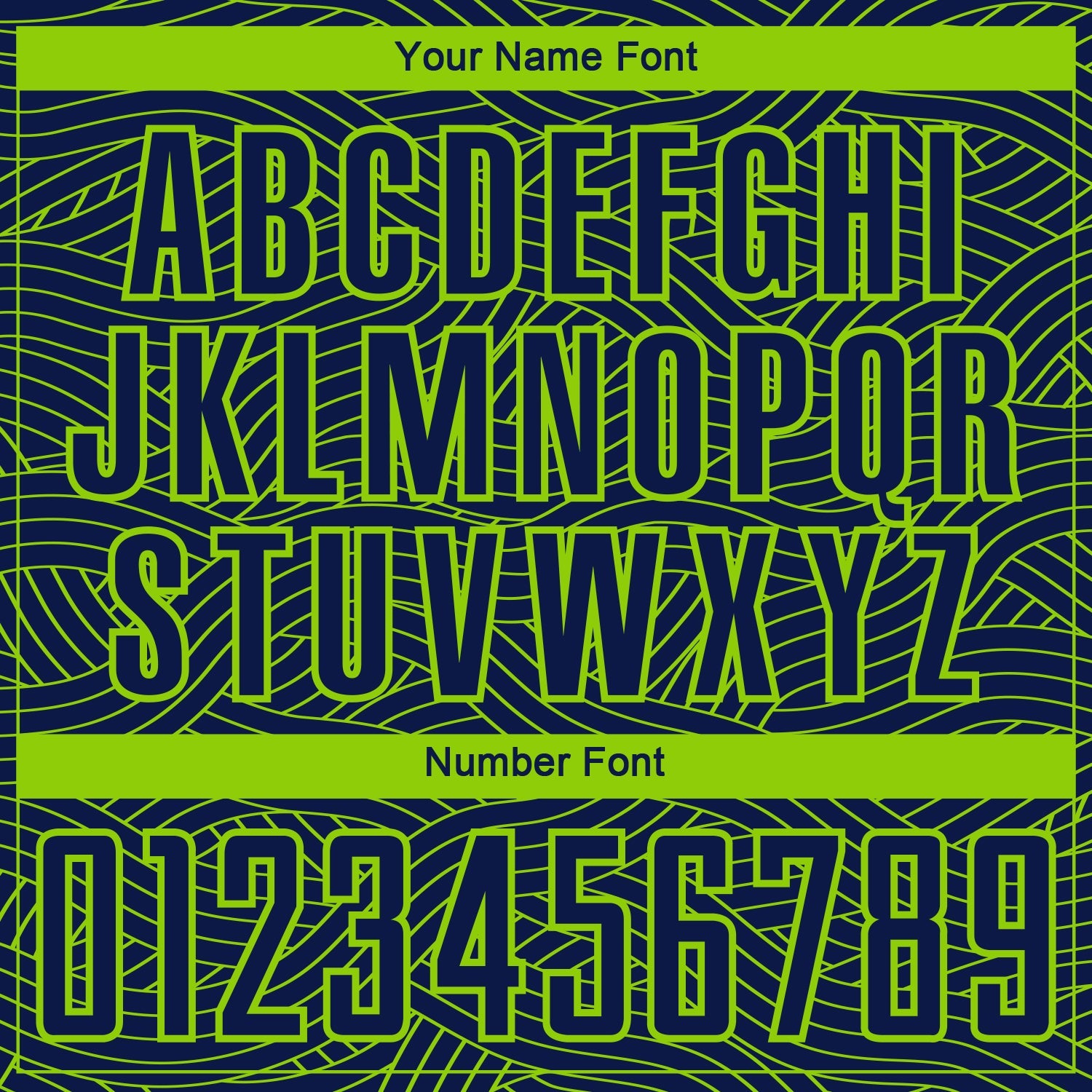 Custom Navy-Neon Green Abstract Wave Lines Interlocking Sublimation Soccer Uniform Jersey view 6