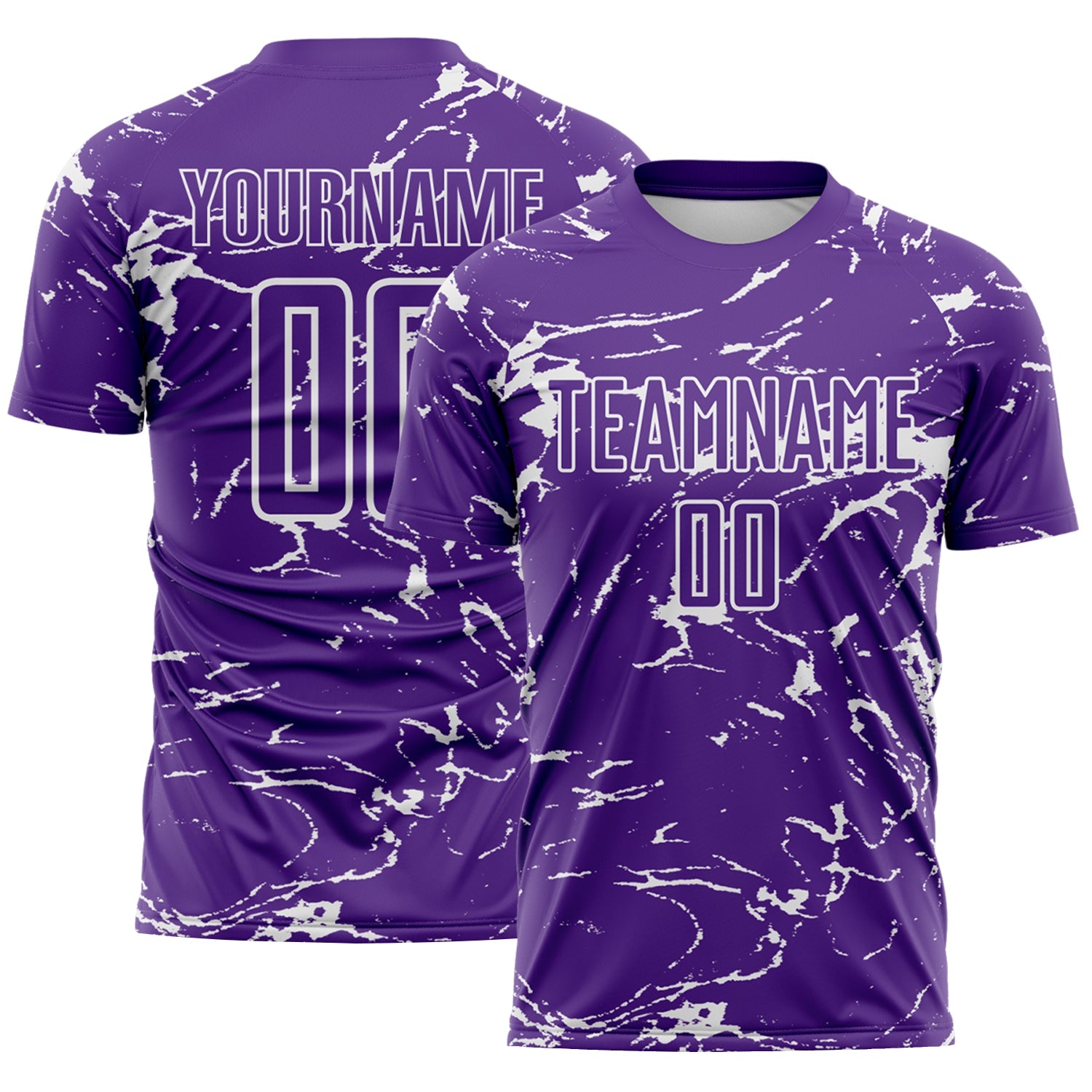 Custom Purple-White Abstract Fluid Marble Sublimation Soccer Uniform Jersey - Main View