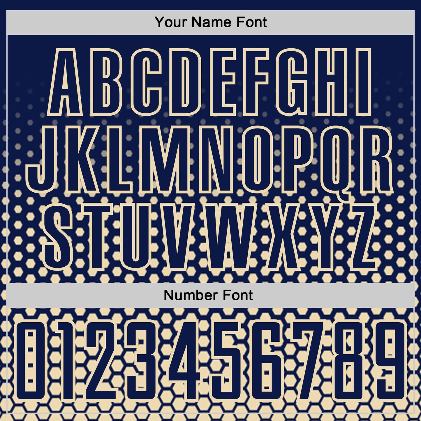 Custom Navy-Cream Geometric Hexagonal Dot Gradient Sublimation Soccer Uniform Jersey view 6