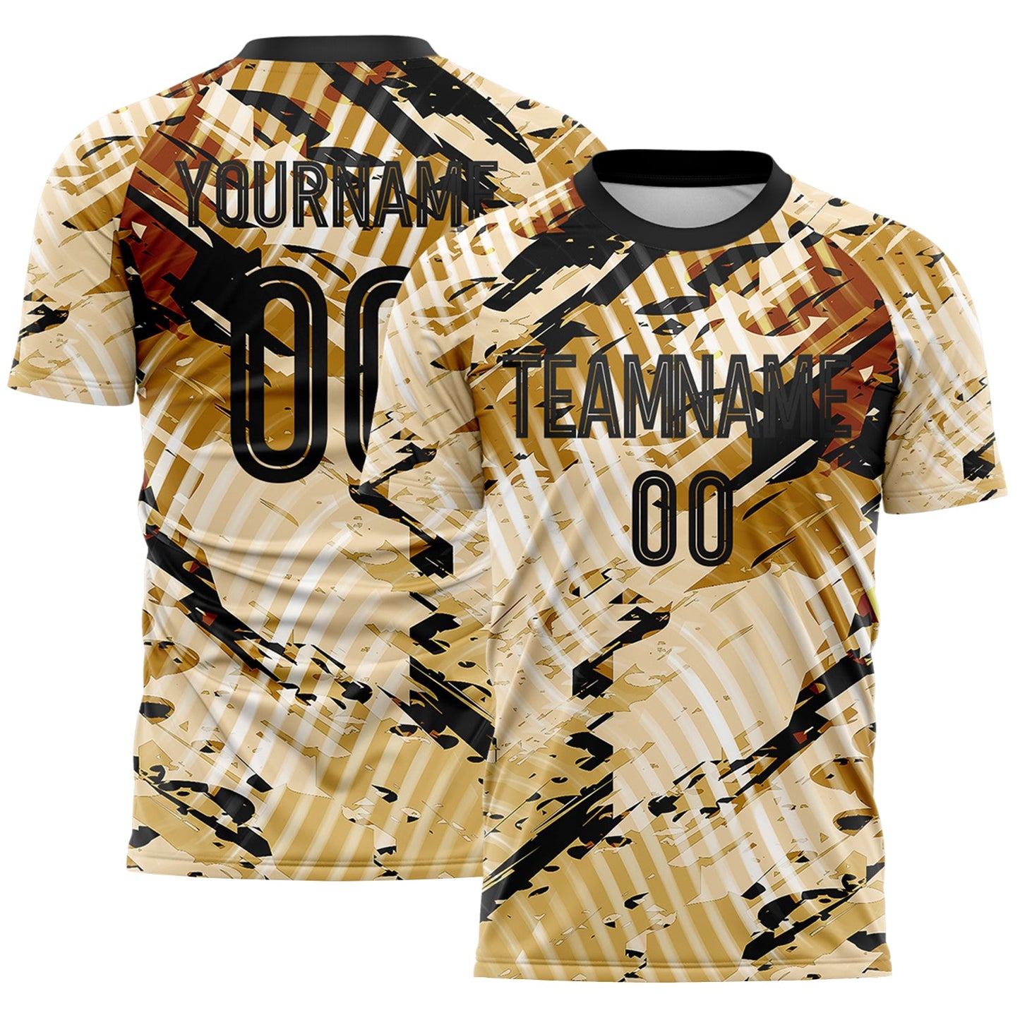 Custom Cream-Black Abstract Swirl Wave Grunge Splatter Sublimation Soccer Uniform Jersey - Main View