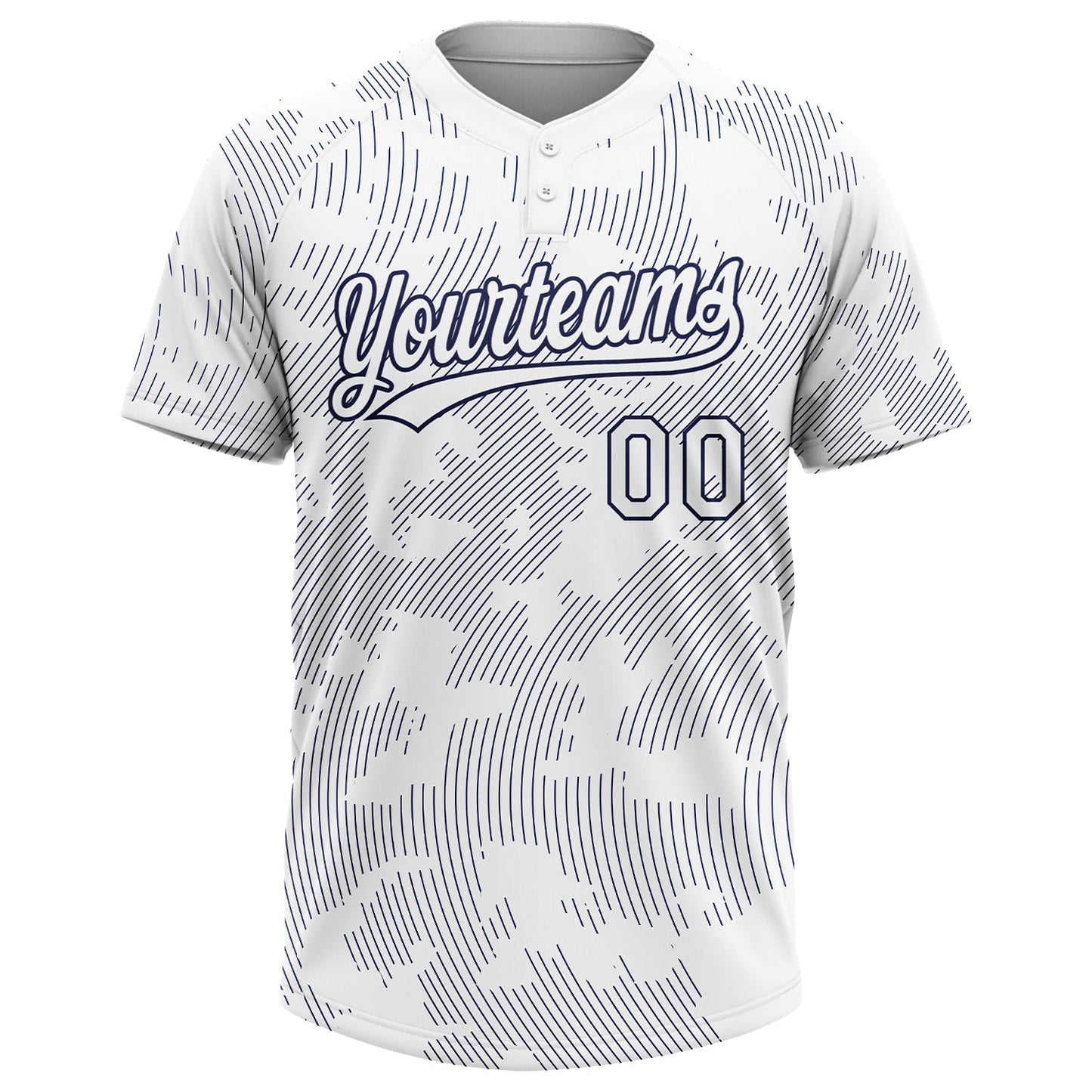 Custom White White-Navy 3D Pattern Two-Button Unisex Softball Jersey view 2