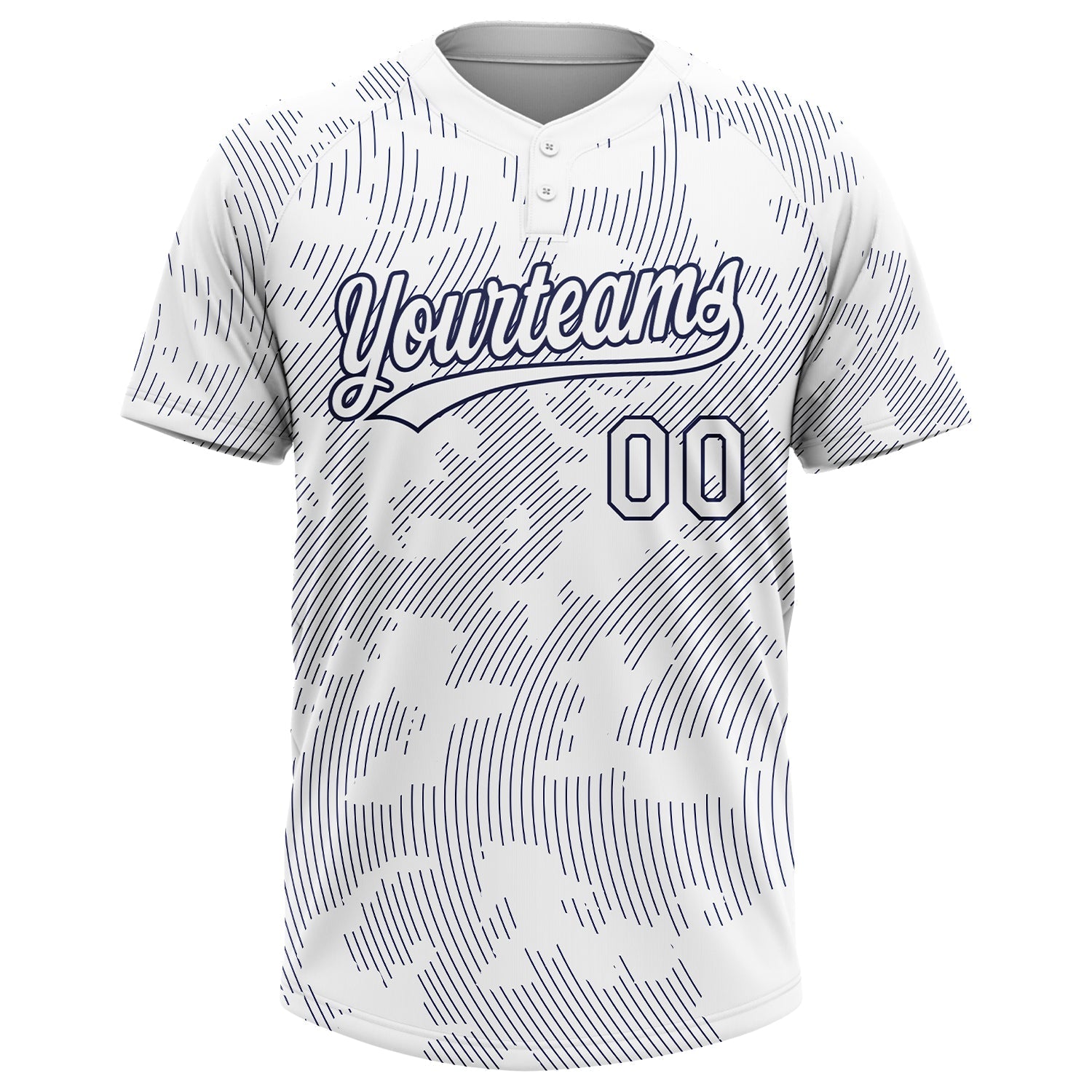 Custom White White-Navy 3D Pattern Two-Button Unisex Softball Jersey view 2