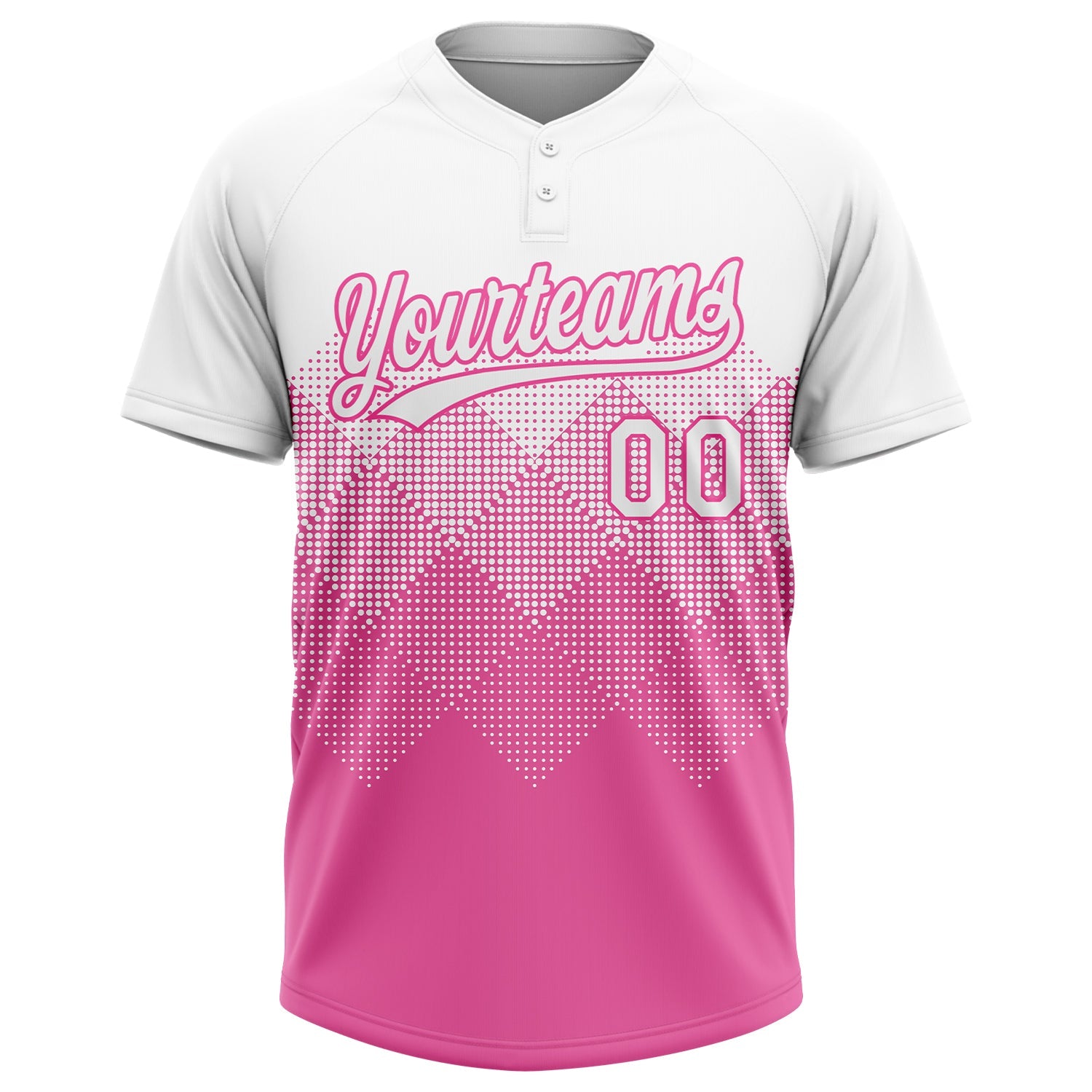 Custom Pink White 3D Pattern Gradient Square Shapes Two-Button Unisex Softball Jersey view 2