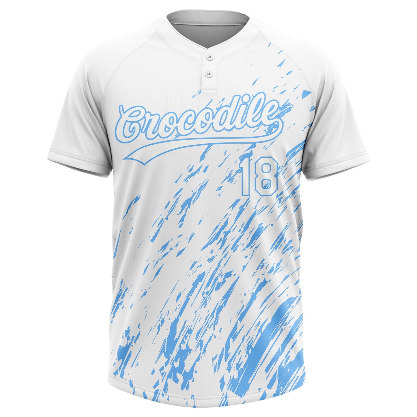 Custom White White-Light Blue 3D Pattern Two-Button Unisex Softball Jersey view 2