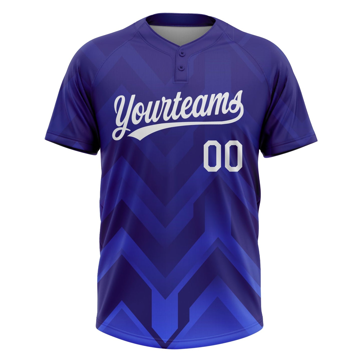 Custom Dark Purple White-Royal 3D Pattern Two-Button Unisex Softball Jersey view 2