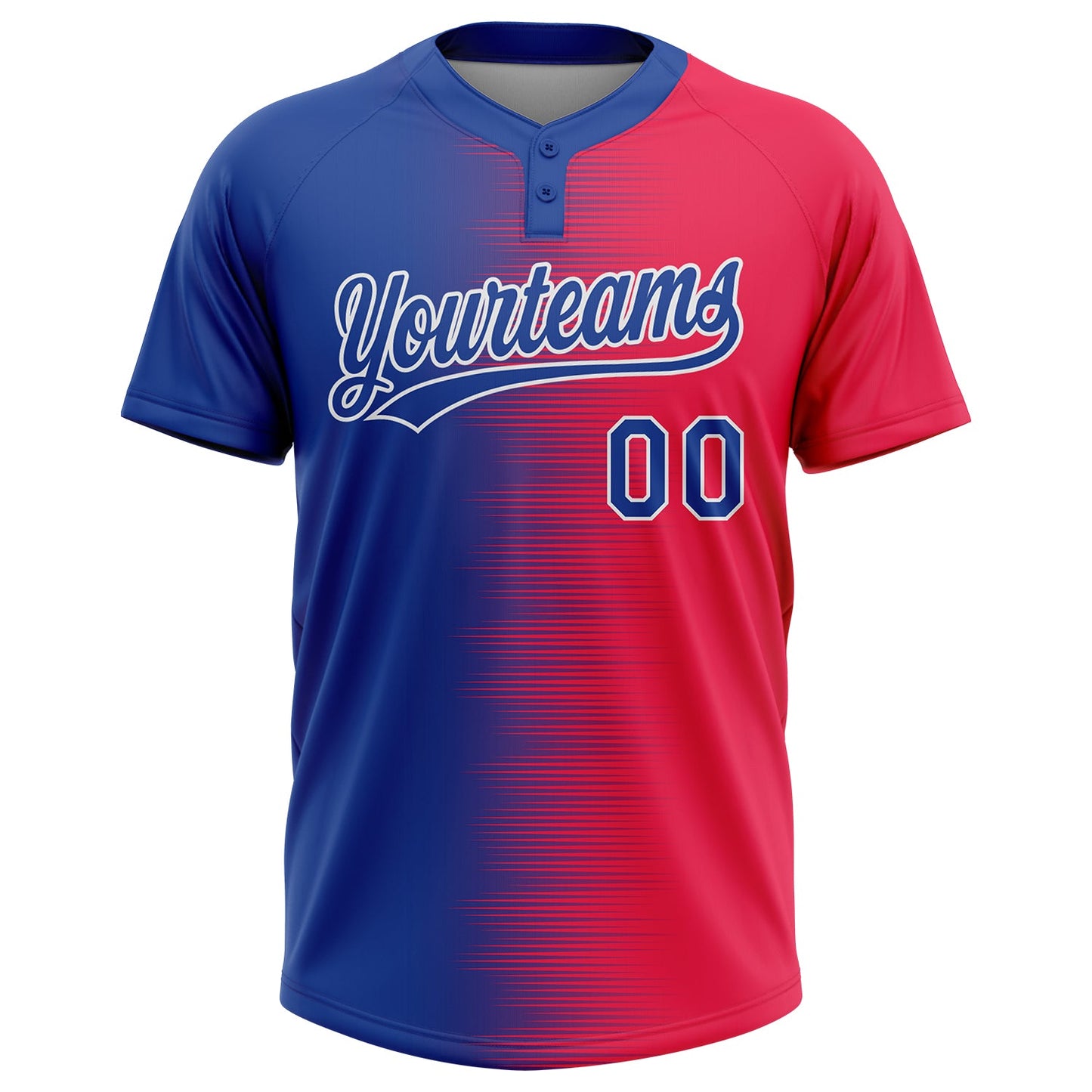 Custom Red Royal-White 3D Pattern Two-Button Unisex Softball Jersey view 2