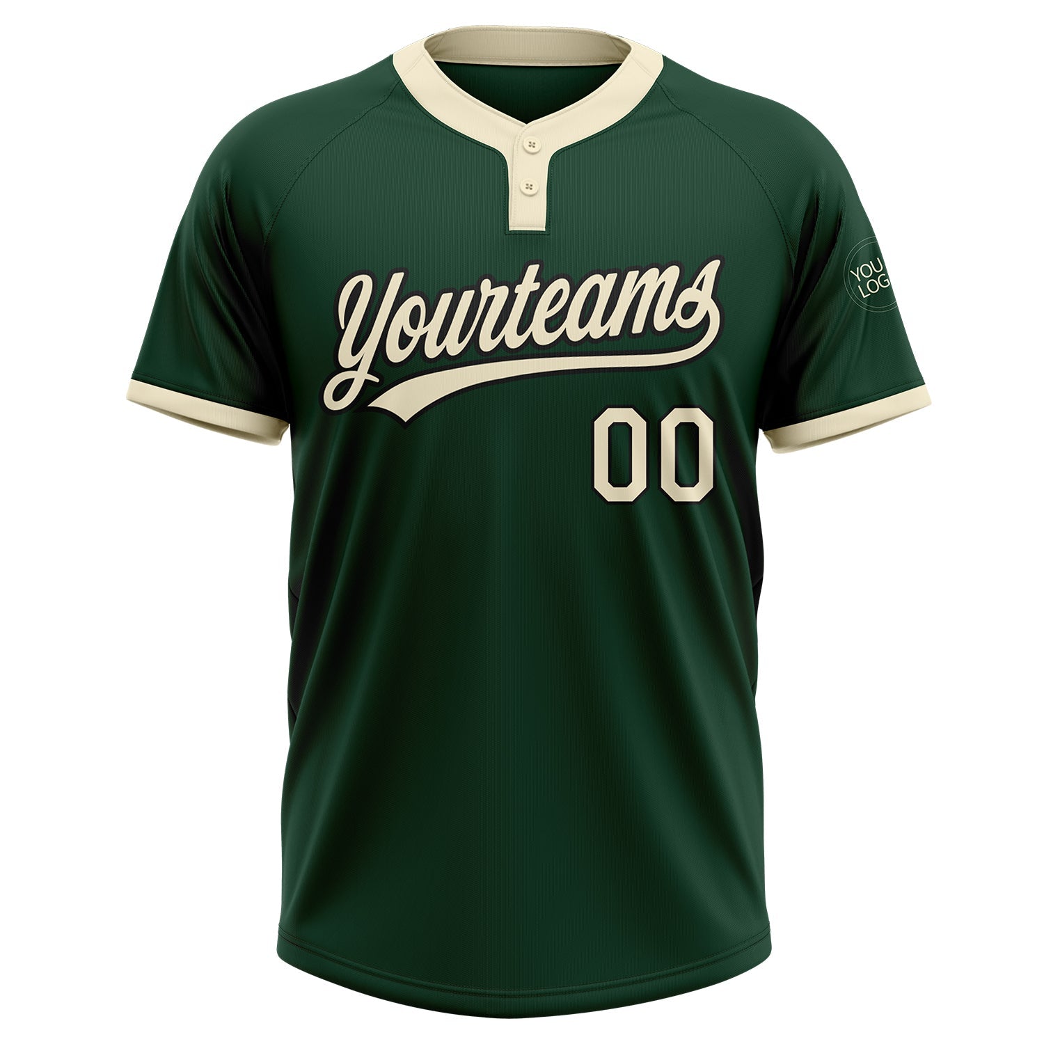 Custom Green Cream-Black Two-Button Unisex Softball Jersey view 2