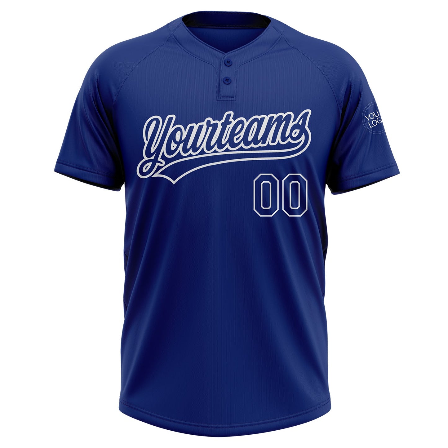 Custom Royal Royal-White Two-Button Unisex Softball Jersey view 2