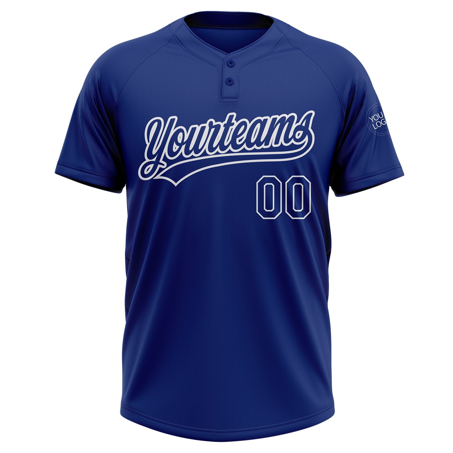 Custom Royal Royal-White Two-Button Unisex Softball Jersey view 2