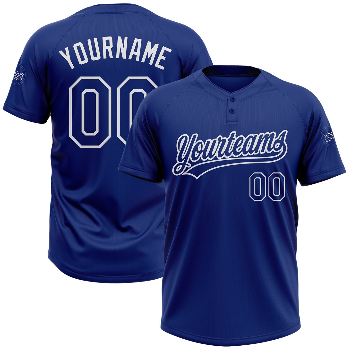 Custom Royal Royal-White Two-Button Unisex Softball Jersey - Main View