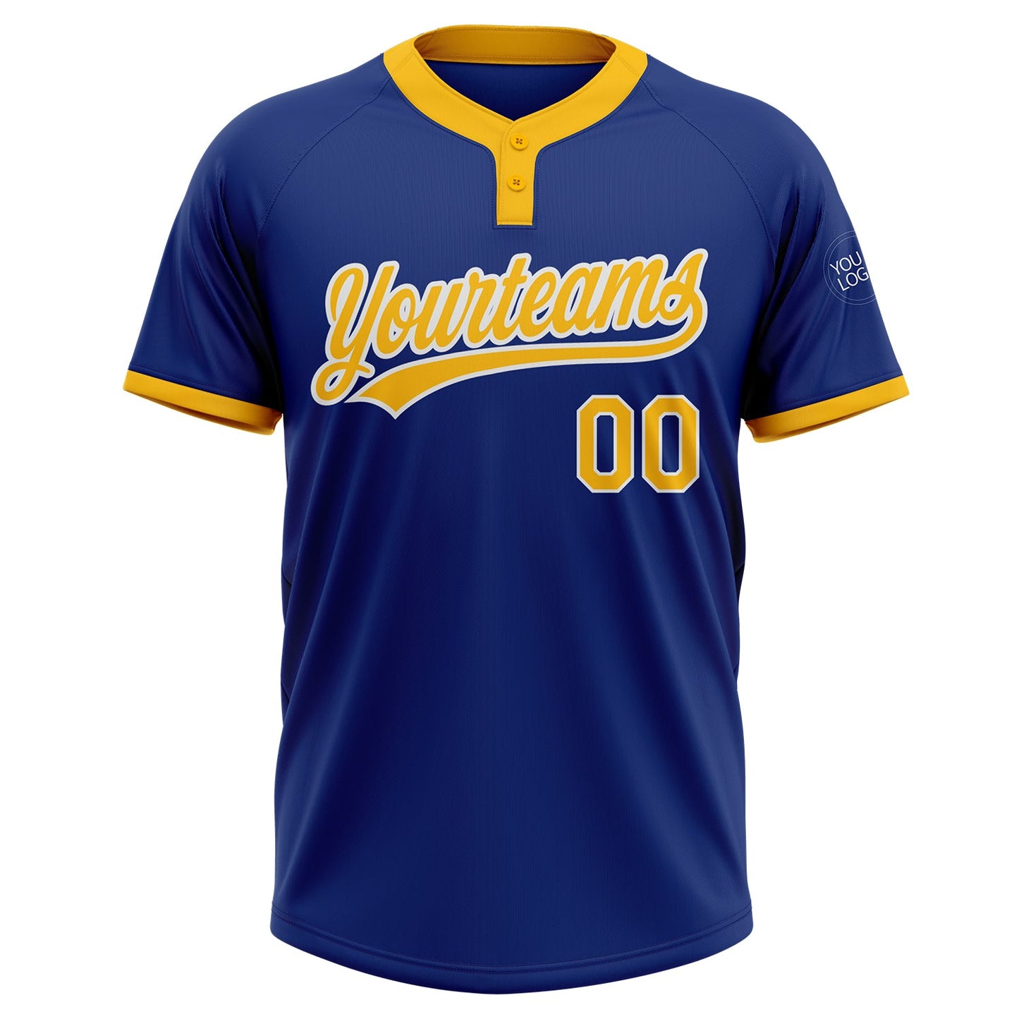 Custom Royal Gold-White Two-Button Unisex Softball Jersey view 2