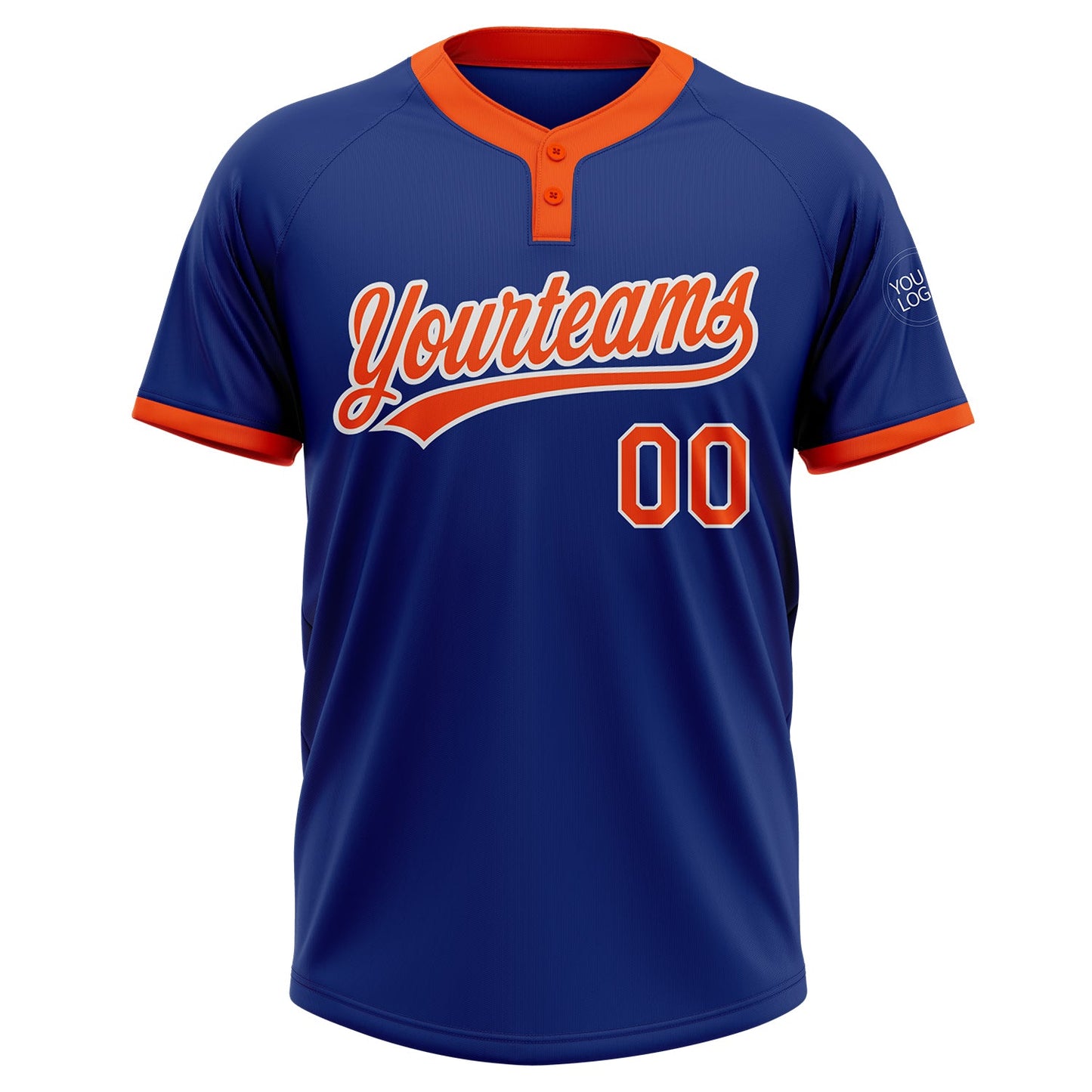 Custom Royal Orange-White Two-Button Unisex Softball Jersey view 2