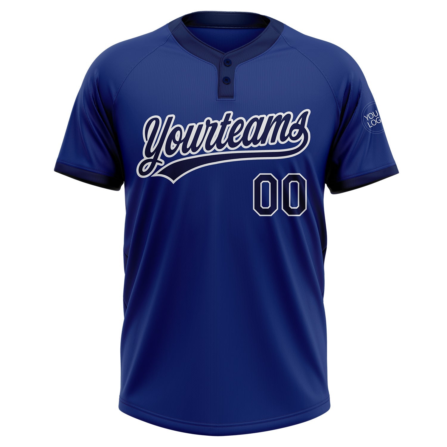 Custom Royal Navy-White Two-Button Unisex Softball Jersey view 2