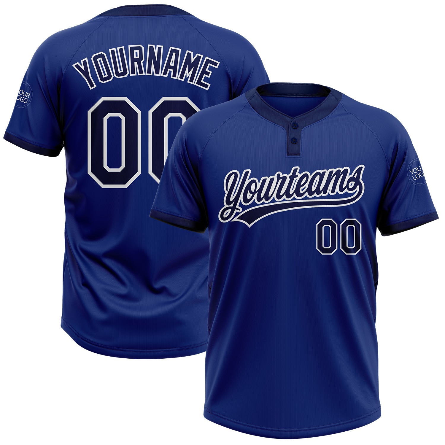 Custom Royal Navy-White Two-Button Unisex Softball Jersey - Main View
