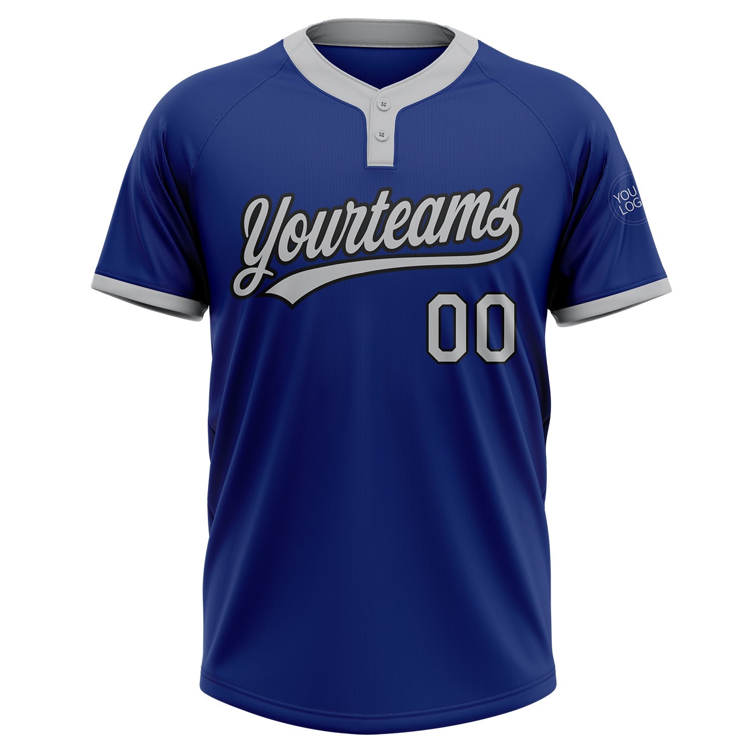 Custom Royal Gray-Black Two-Button Unisex Softball Jersey view 2