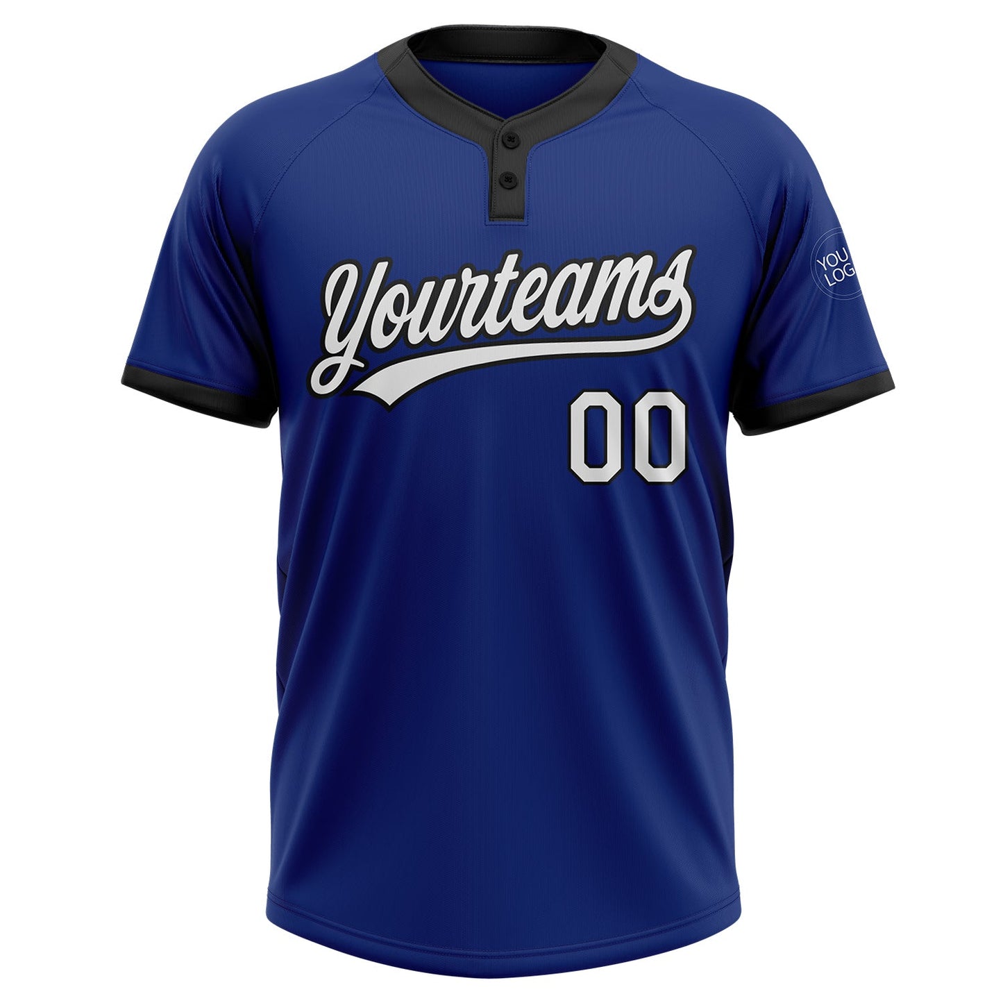 Custom Royal White-Black Two-Button Unisex Softball Jersey view 2