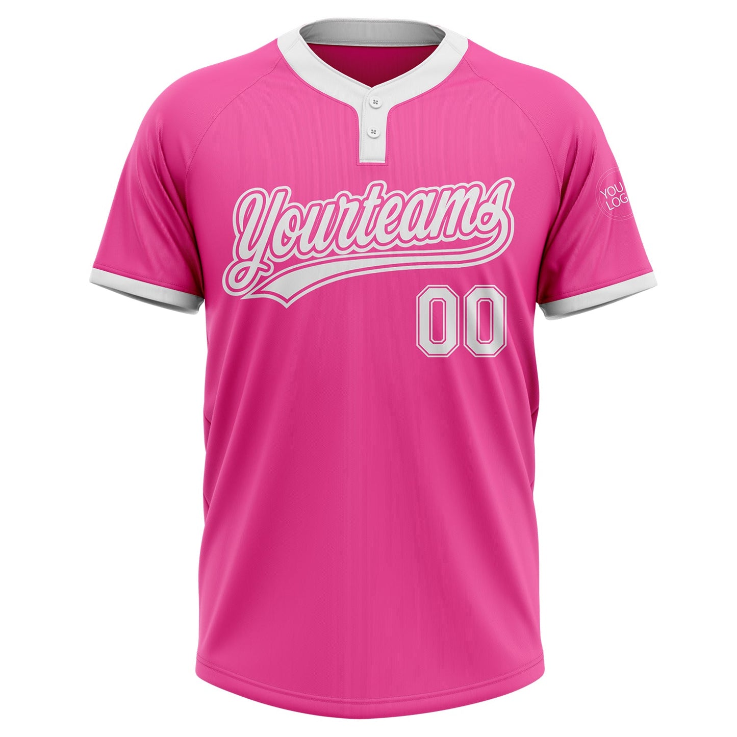 Custom Pink White Two-Button Unisex Softball Jersey view 2