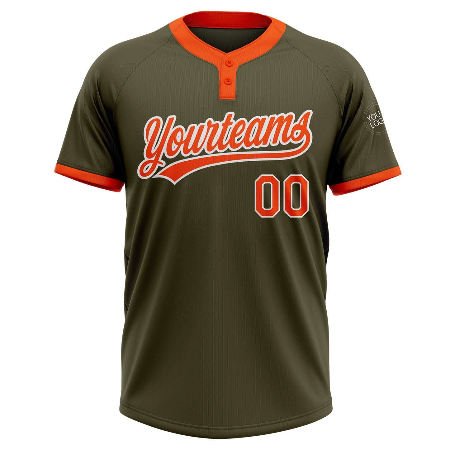 Custom Olive Orange-White Salute To Service Two-Button Unisex Softball Jersey view 2