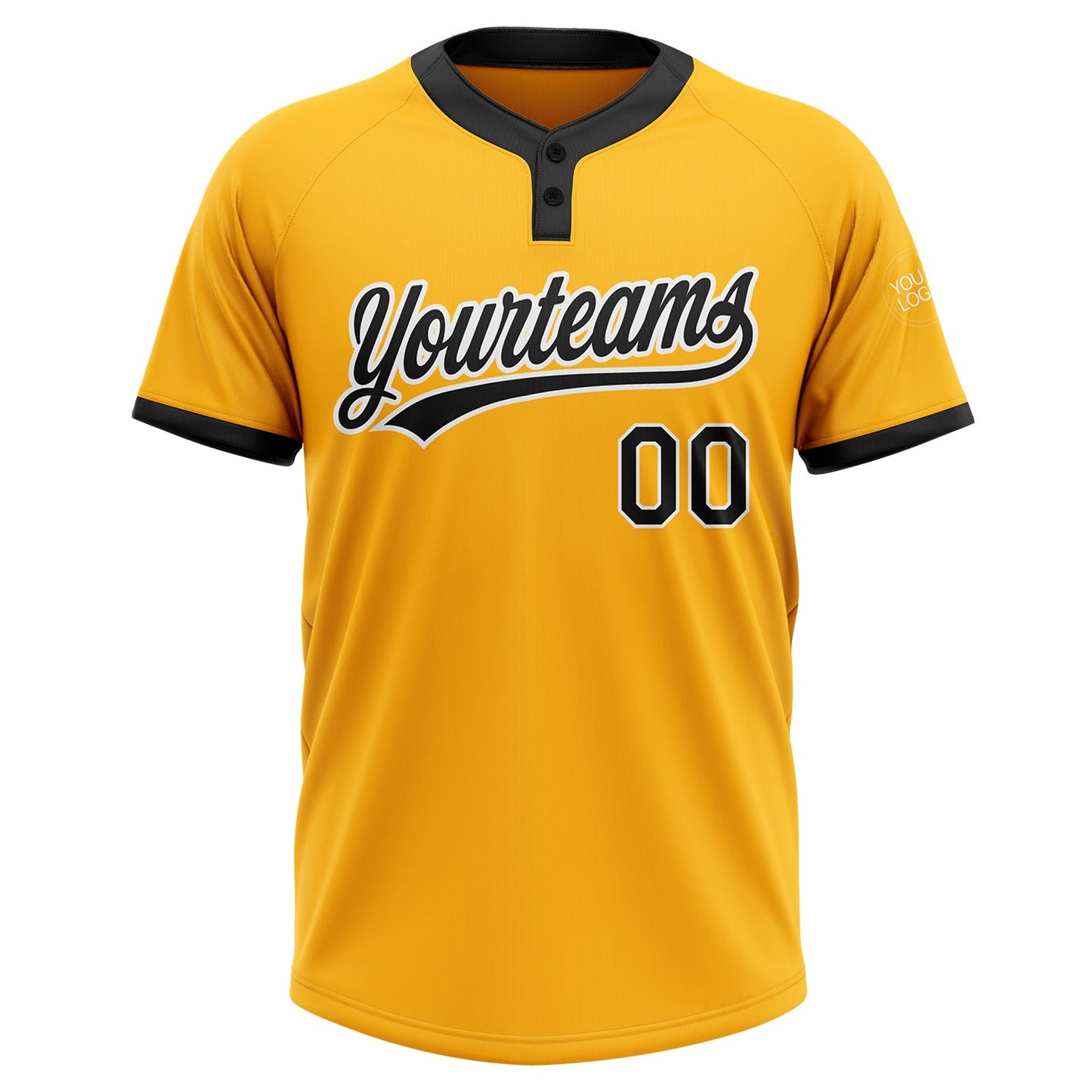 Custom Gold Black-White Two-Button Unisex Softball Jersey view 2