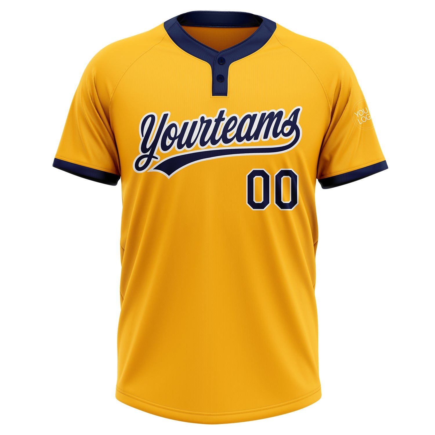 Custom Gold Navy-White Two-Button Unisex Softball Jersey view 2