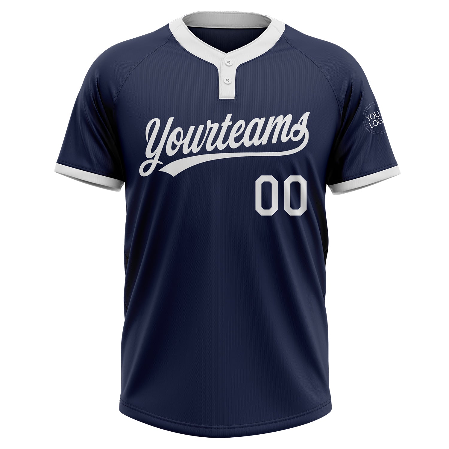 Custom Navy White Two-Button Unisex Softball Jersey view 2