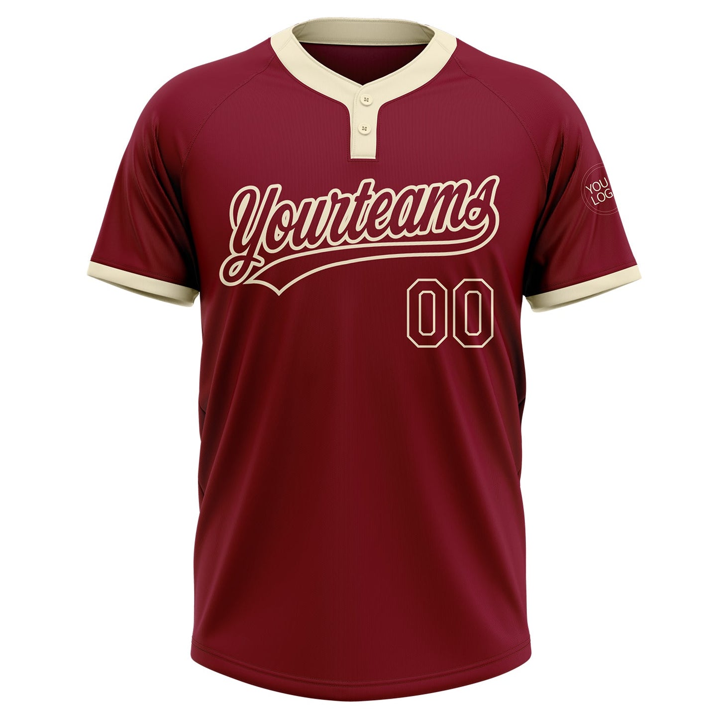 Custom Crimson Crimson-Cream Two-Button Unisex Softball Jersey view 2