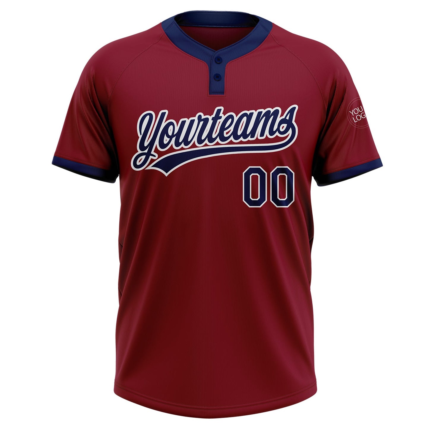 Custom Crimson Navy-White Two-Button Unisex Softball Jersey view 2