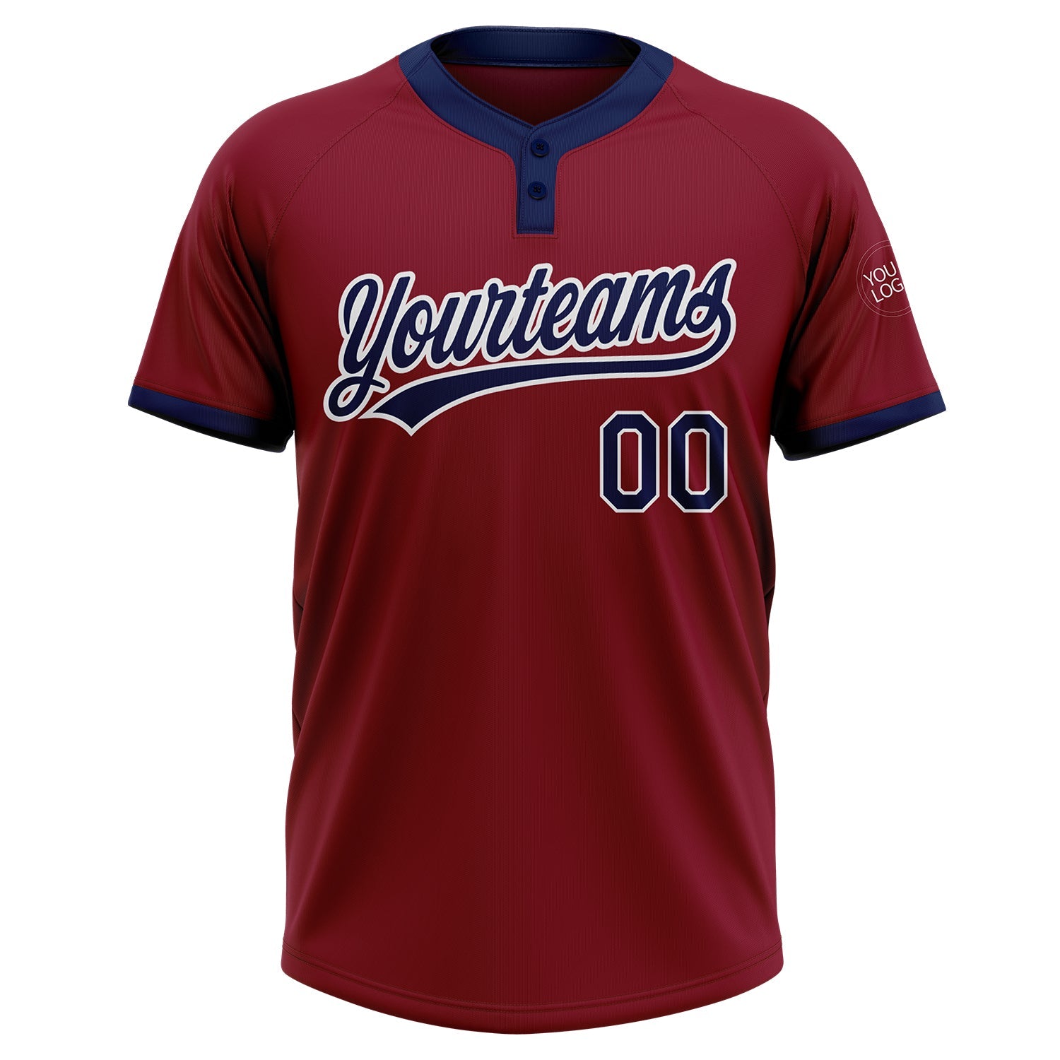 Custom Crimson Navy-White Two-Button Unisex Softball Jersey view 2