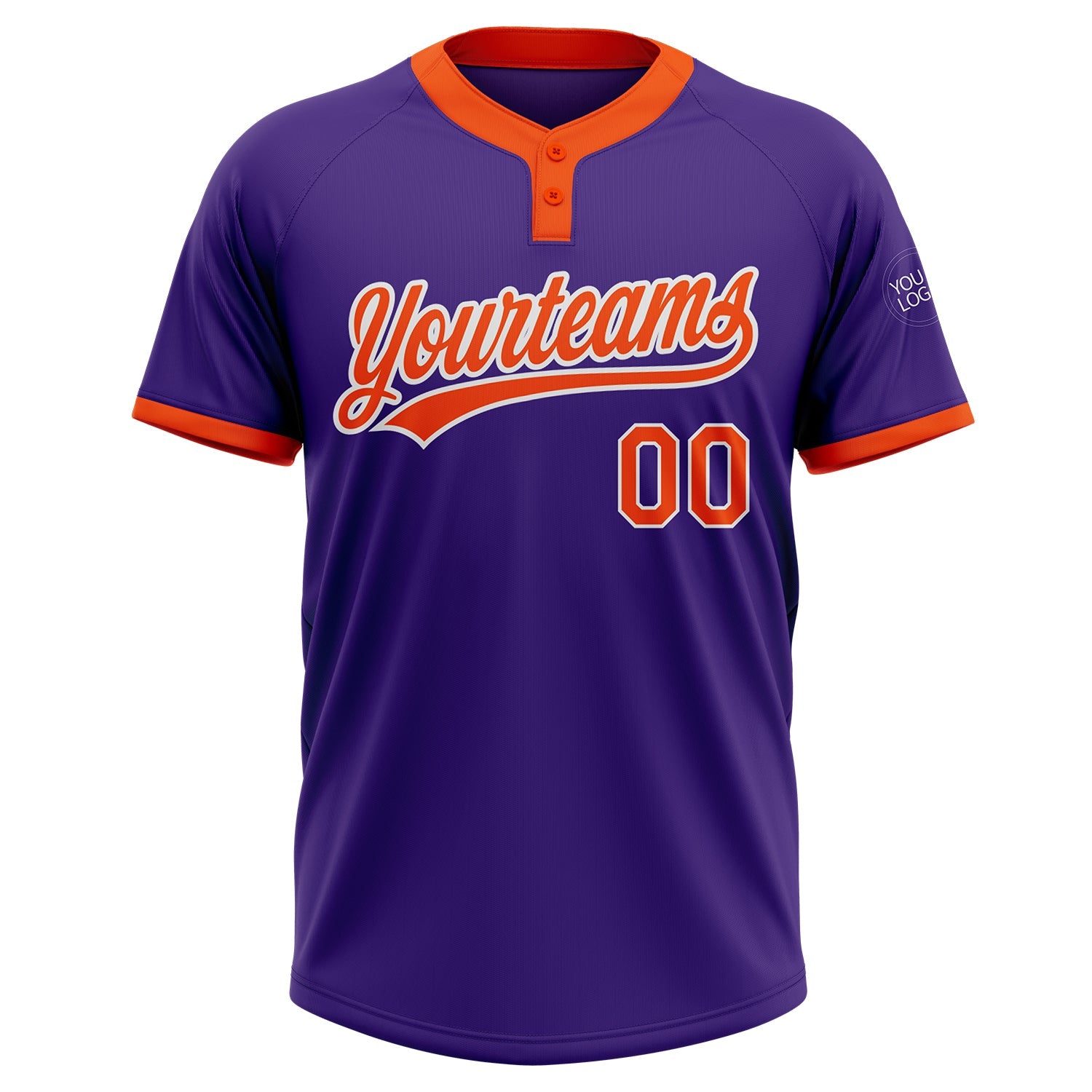Custom Purple Orange-White Two-Button Unisex Softball Jersey view 2