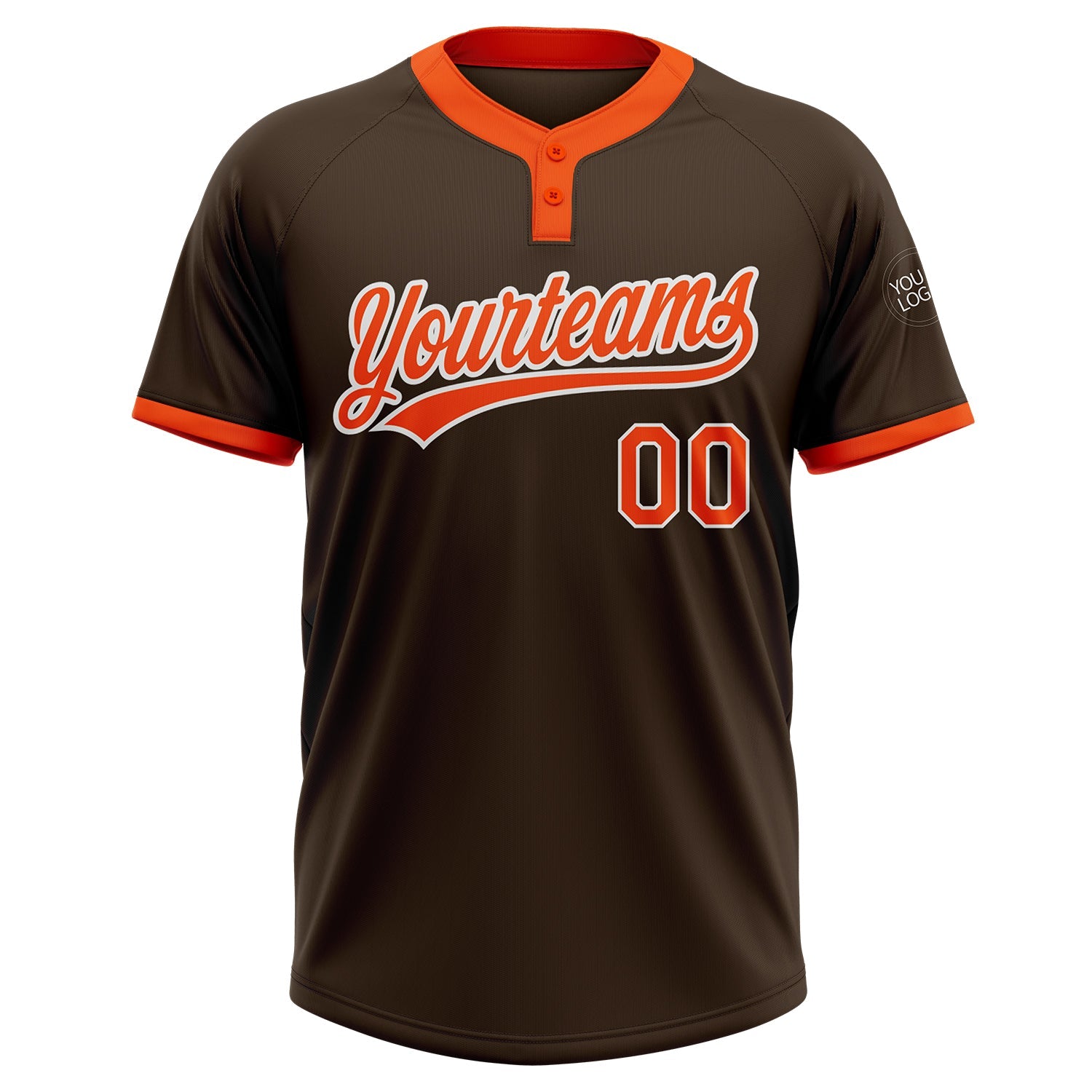 Custom Brown Orange-White Two-Button Unisex Softball Jersey view 2