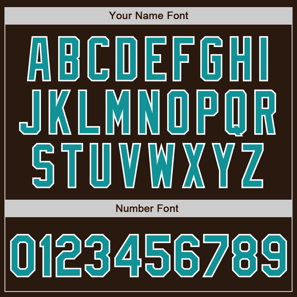 Custom Brown Teal-White Two-Button Unisex Softball Jersey view 5