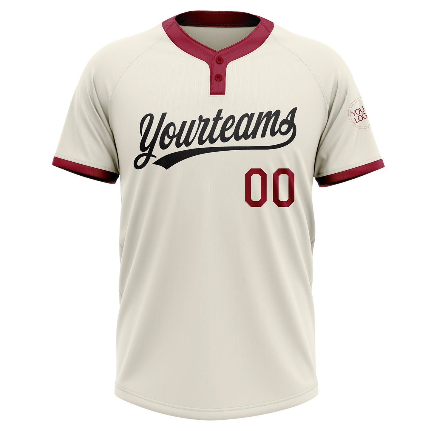 Custom Cream Crimson-Black Two-Button Unisex Softball Jersey view 2
