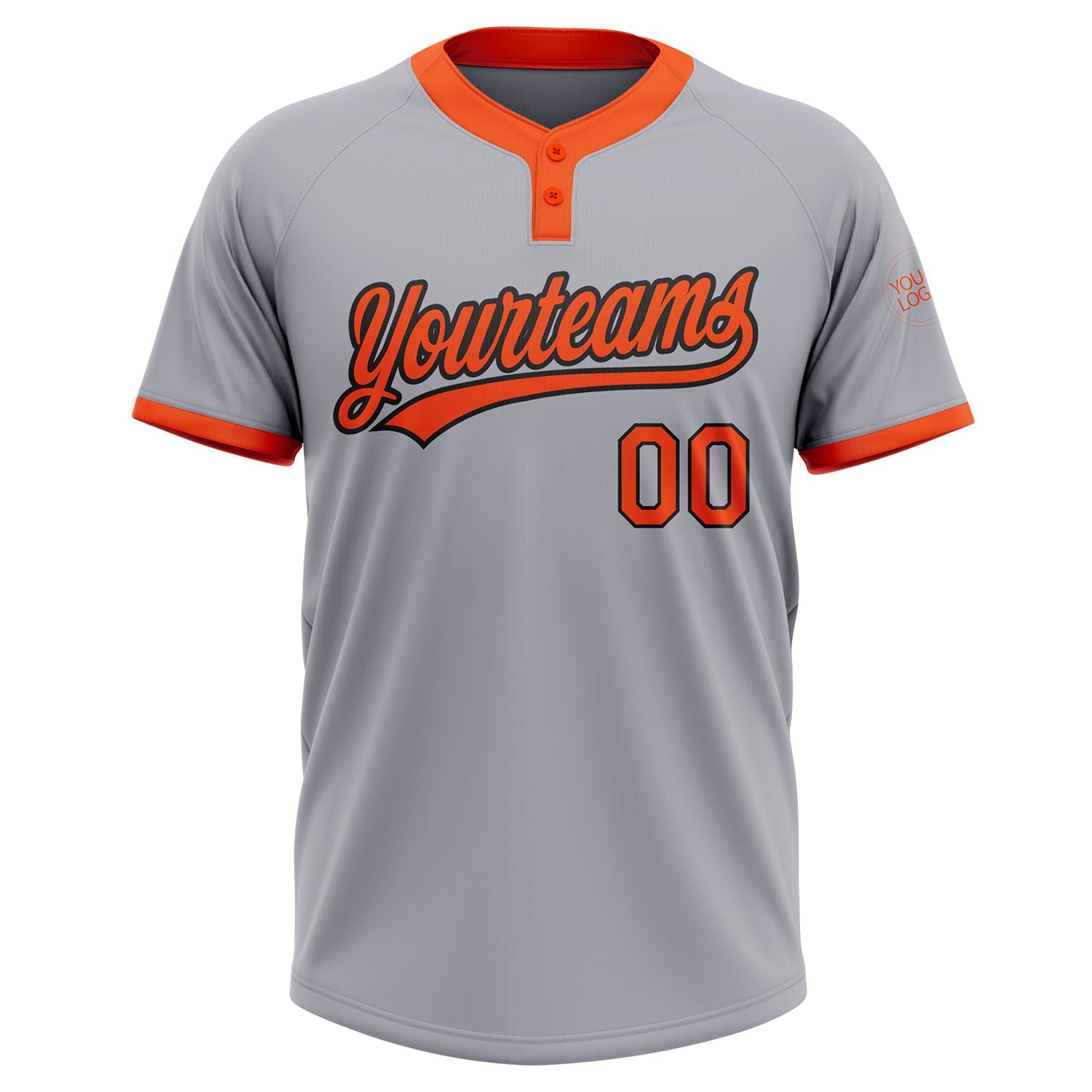 Custom Gray Orange-Black Two-Button Unisex Softball Jersey view 2