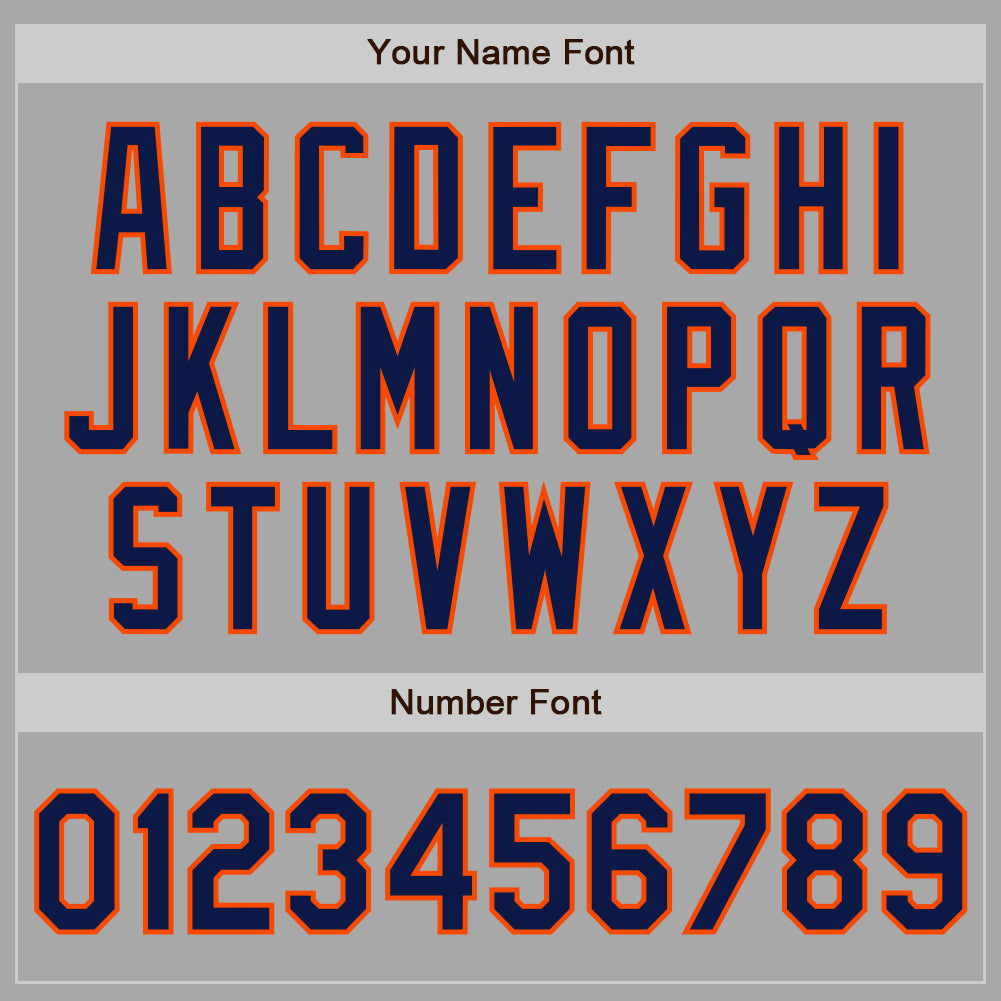 Custom Gray Navy-Orange Two-Button Unisex Softball Jersey view 5