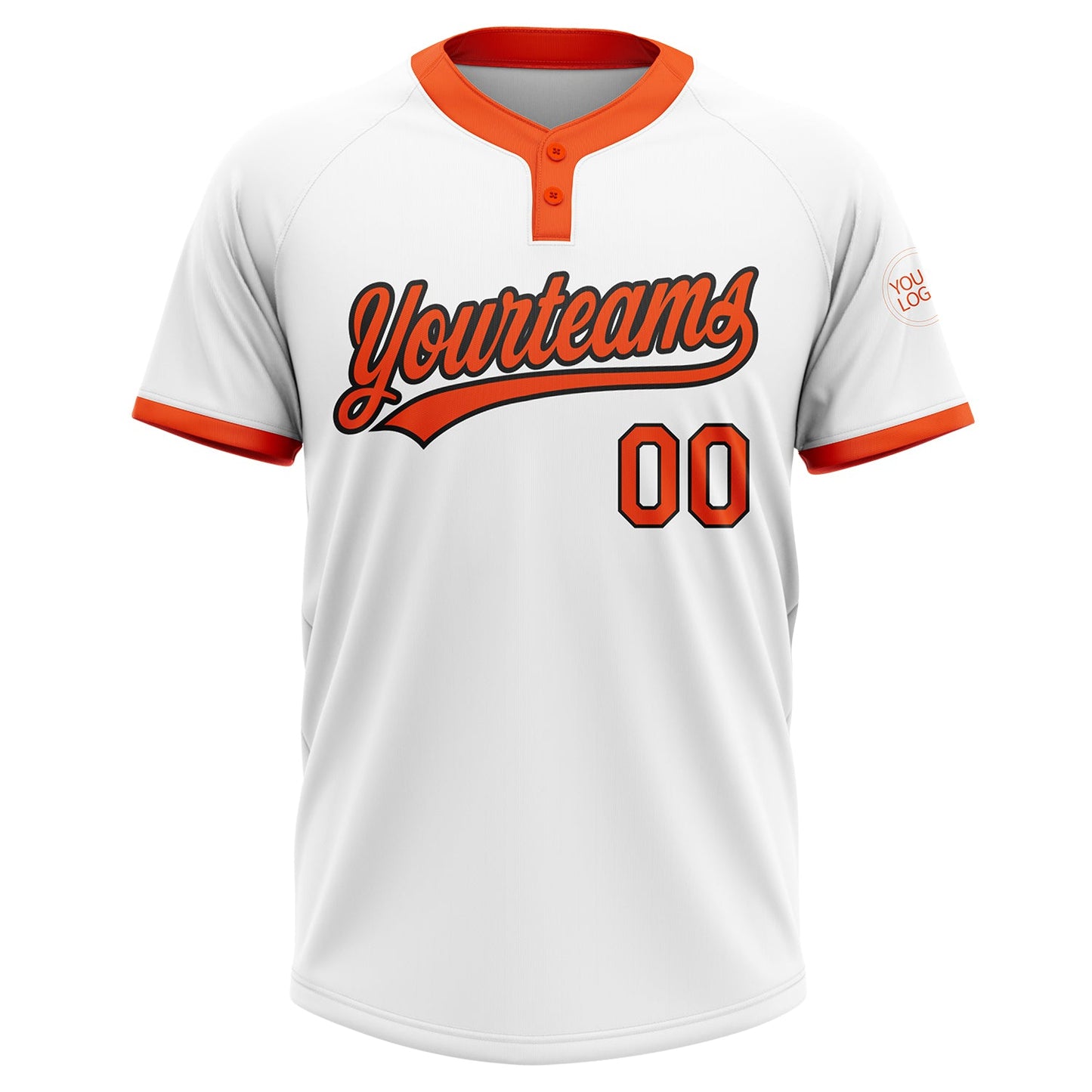 Custom White Orange-Black Two-Button Unisex Softball Jersey view 2
