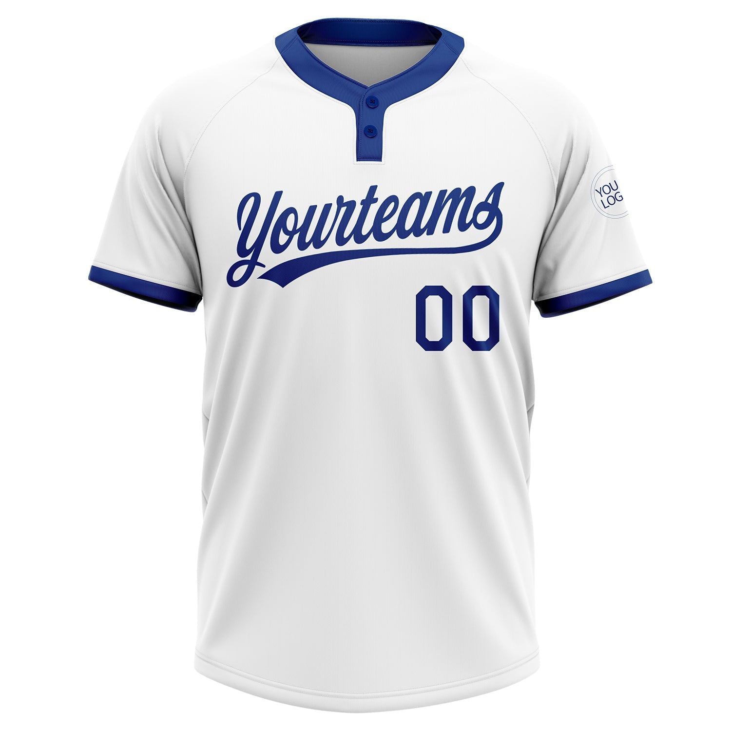 Custom White Royal Two-Button Unisex Softball Jersey view 2