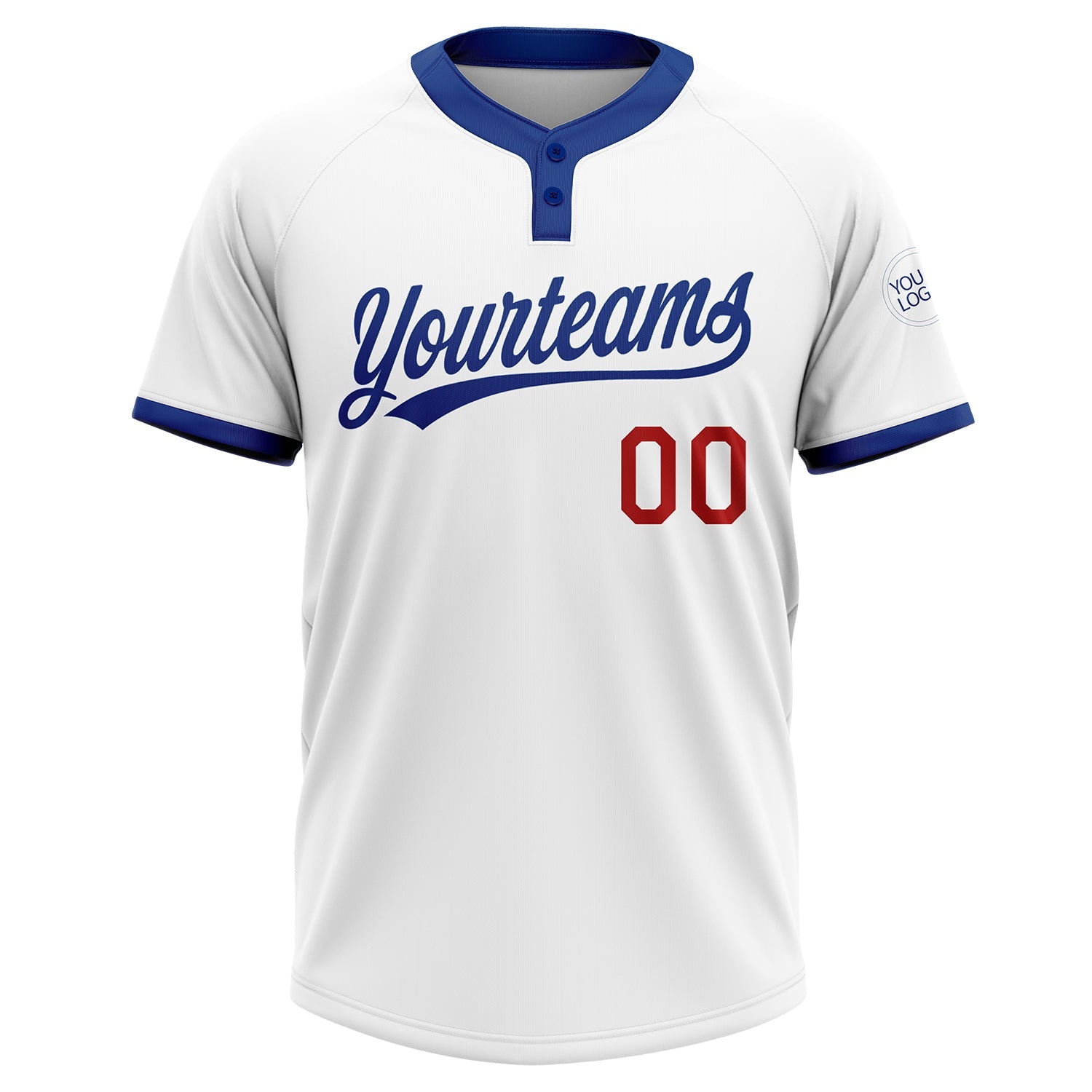 Custom White Red-Royal Two-Button Unisex Softball Jersey view 2